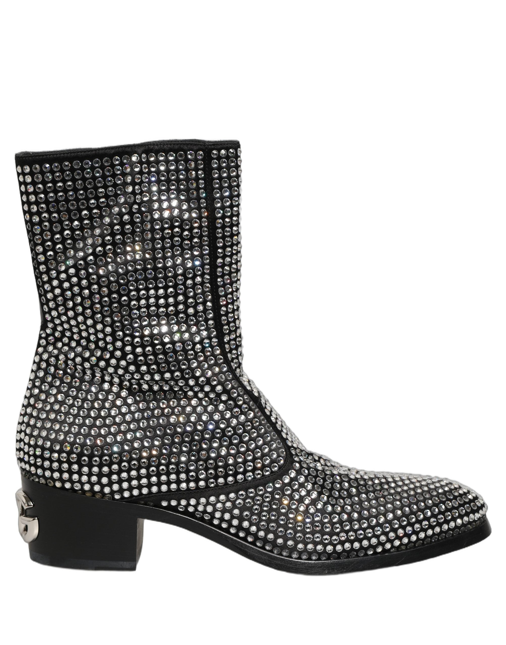 Dolce & Gabbana Schwarze Stiefeletten mit Kristallbesatz