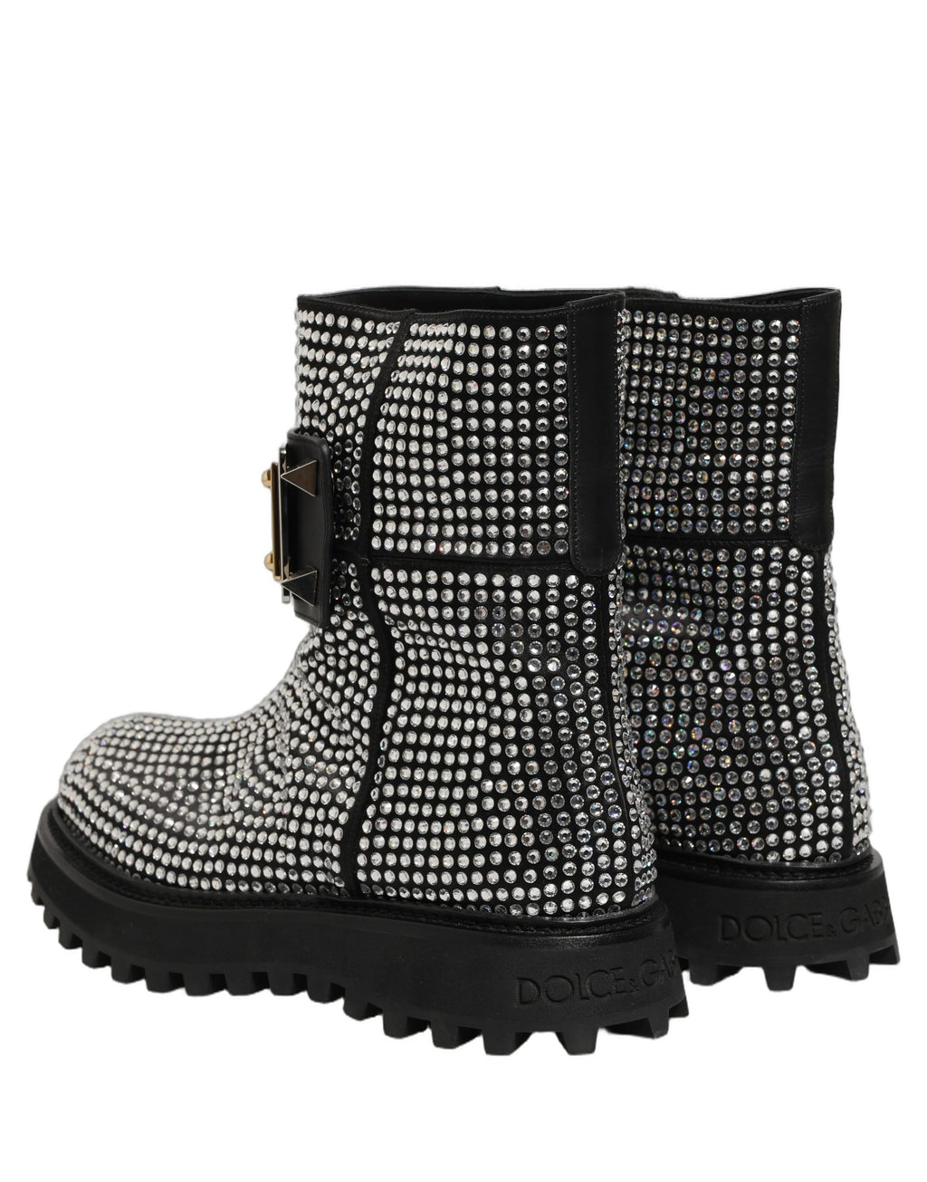 Dolce & Gabbana Schwarze Stiefeletten mit Kristallbesatz