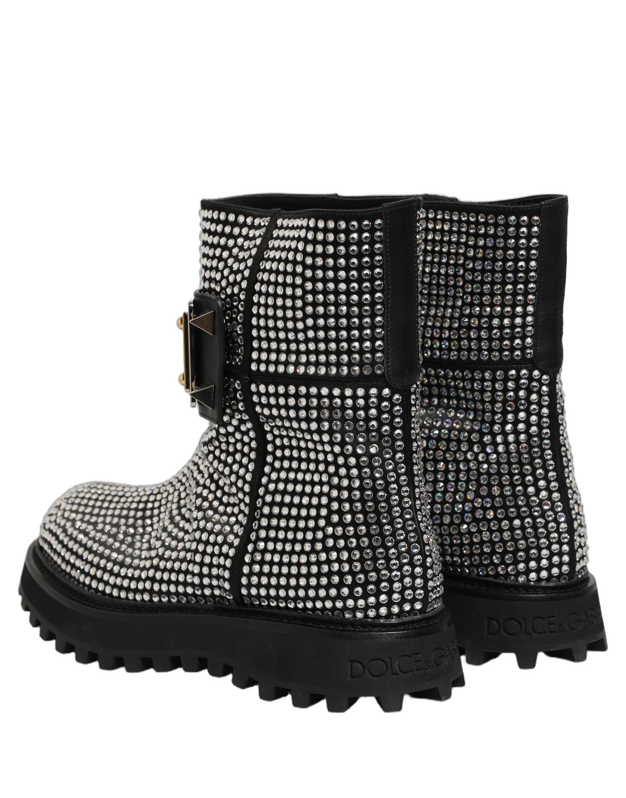Dolce & Gabbana Schwarze Stiefeletten mit Kristallbesatz