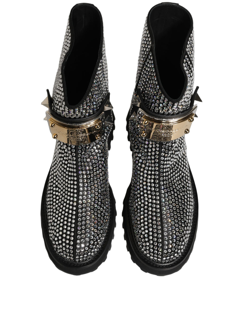 Dolce & Gabbana Schwarze Stiefeletten mit Kristallbesatz
