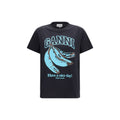 Ganni Schwarzes Baumwoll-T-Shirt