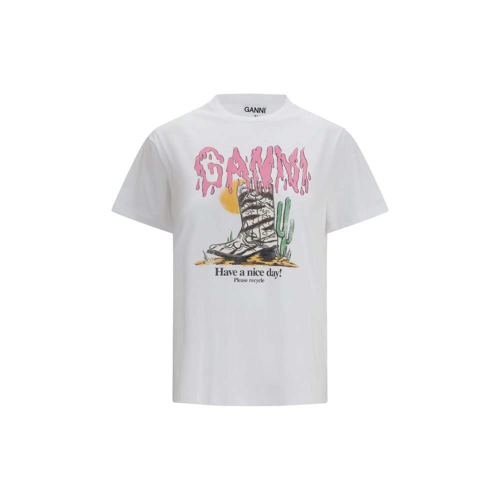 Ganni Weißes Baumwoll-T-Shirt