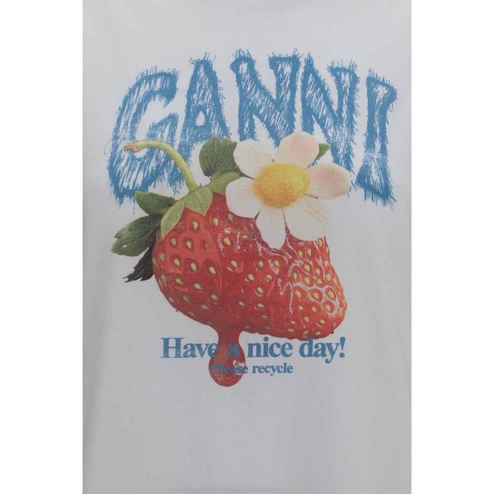 Ganni Weißes Baumwoll-T-Shirt