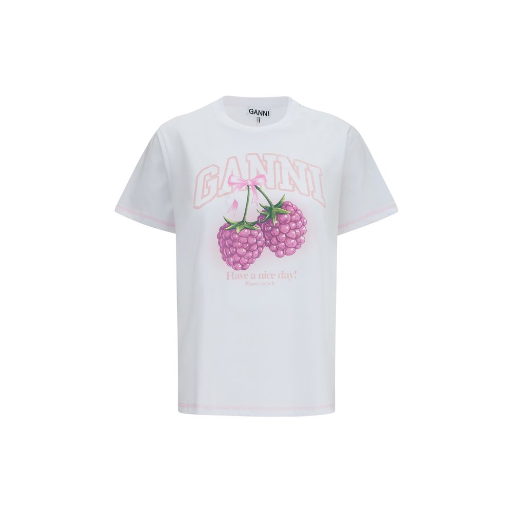 Ganni Weißes Baumwoll-T-Shirt