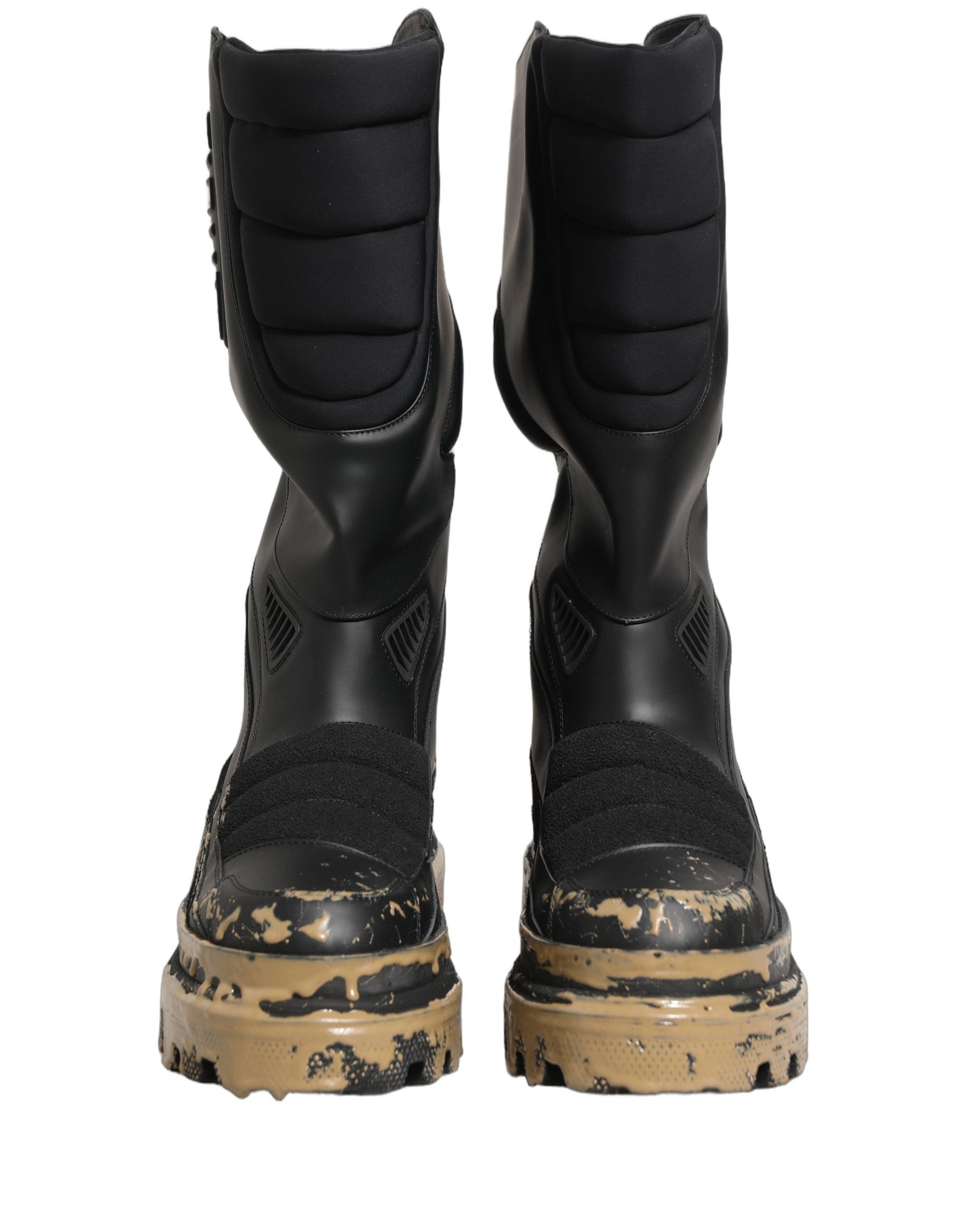Dolce & Gabbana Schwarze Leder Biker Stiefel Knöchelhoch Herren Schuhe