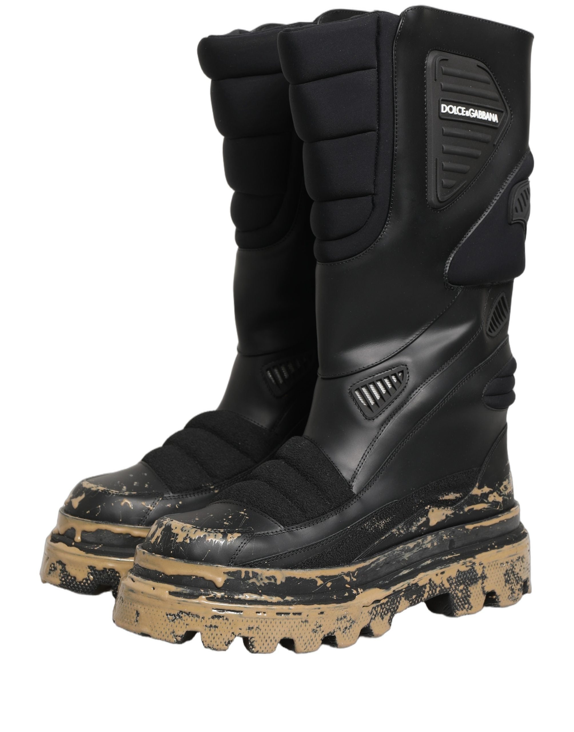 Dolce & Gabbana Schwarze Leder Biker Stiefel Knöchelhoch Herren Schuhe
