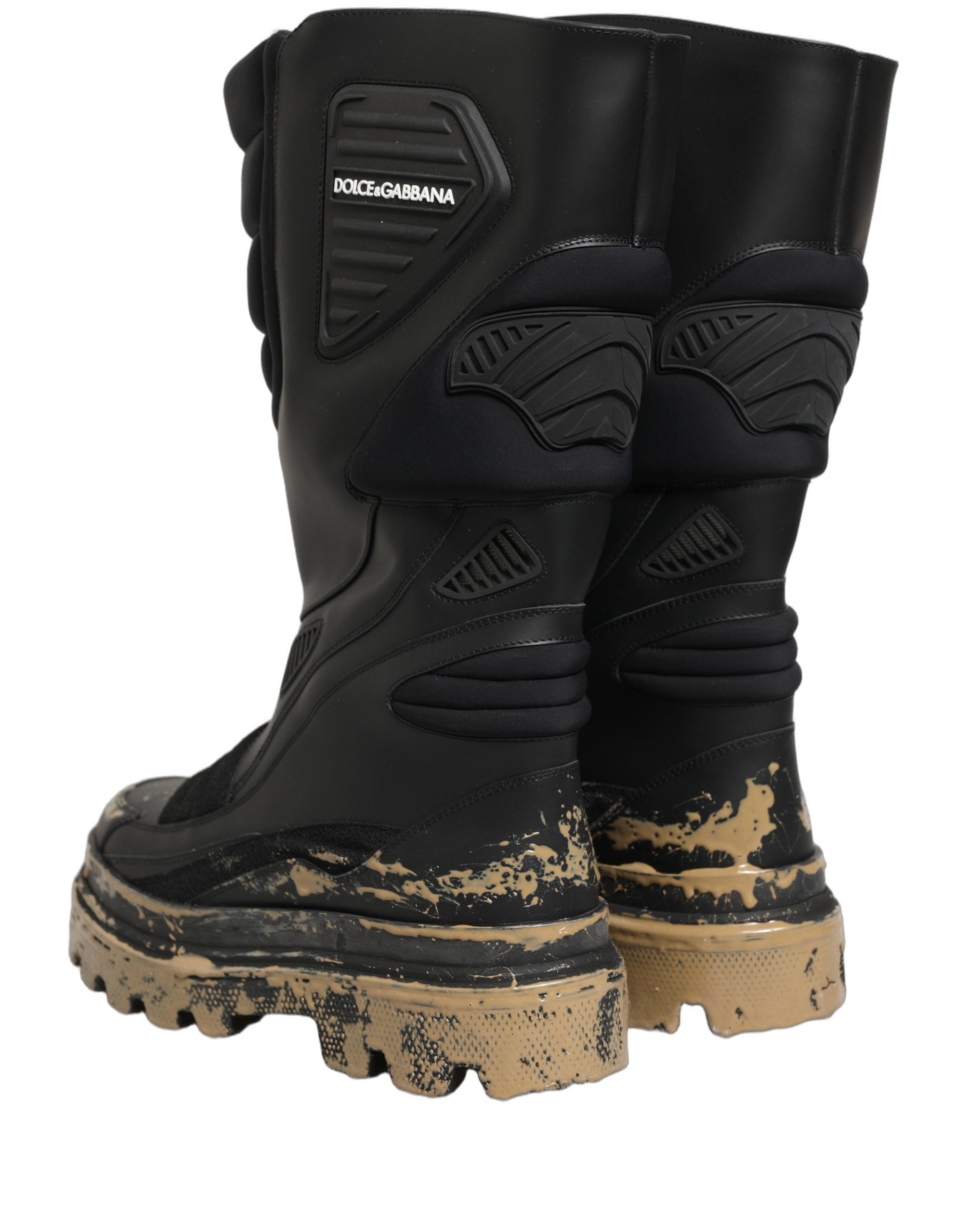 Dolce & Gabbana Schwarze Leder Biker Stiefel Knöchelhoch Herren Schuhe
