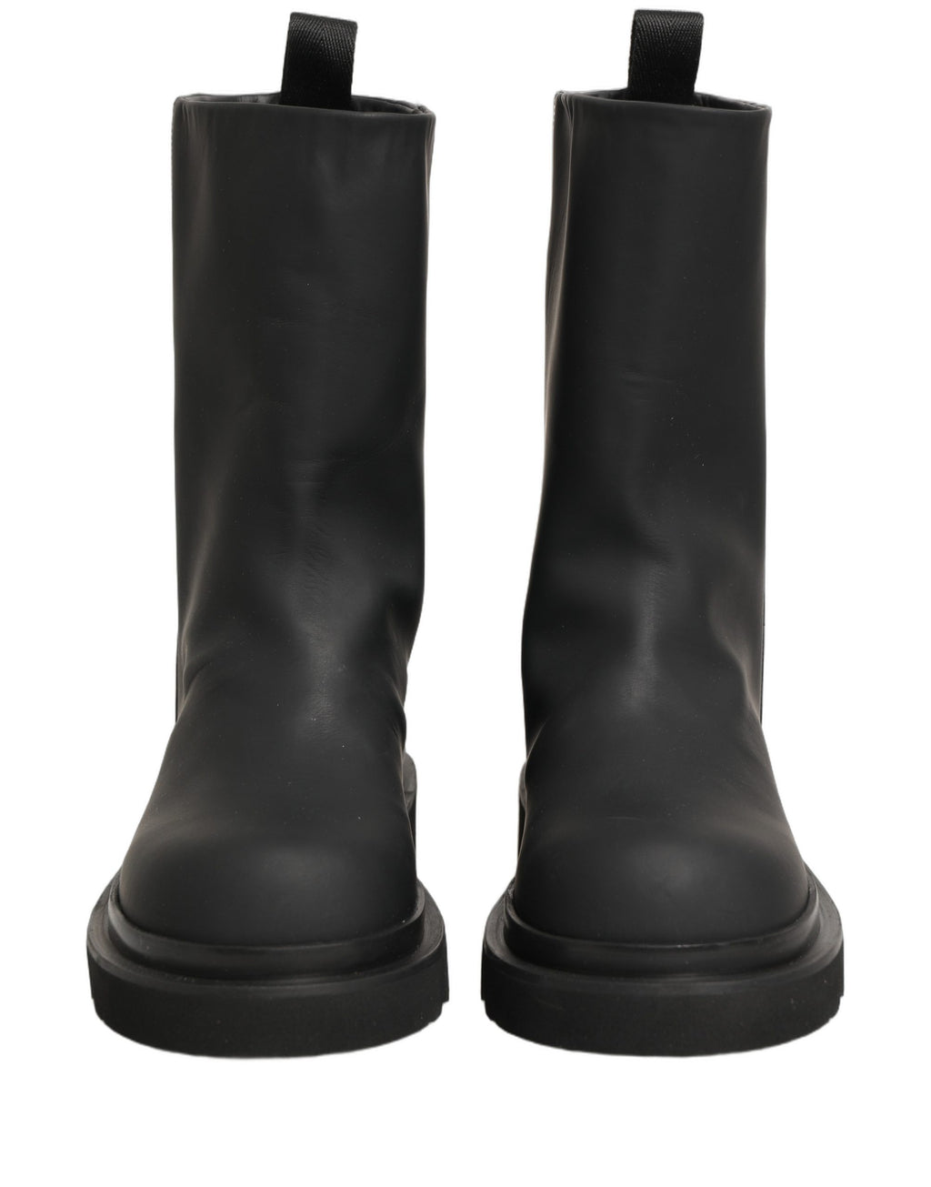 Dolce & Gabbana Schwarze Leder Mid-Calf Stiefel mit klobiger Sohle für Herren