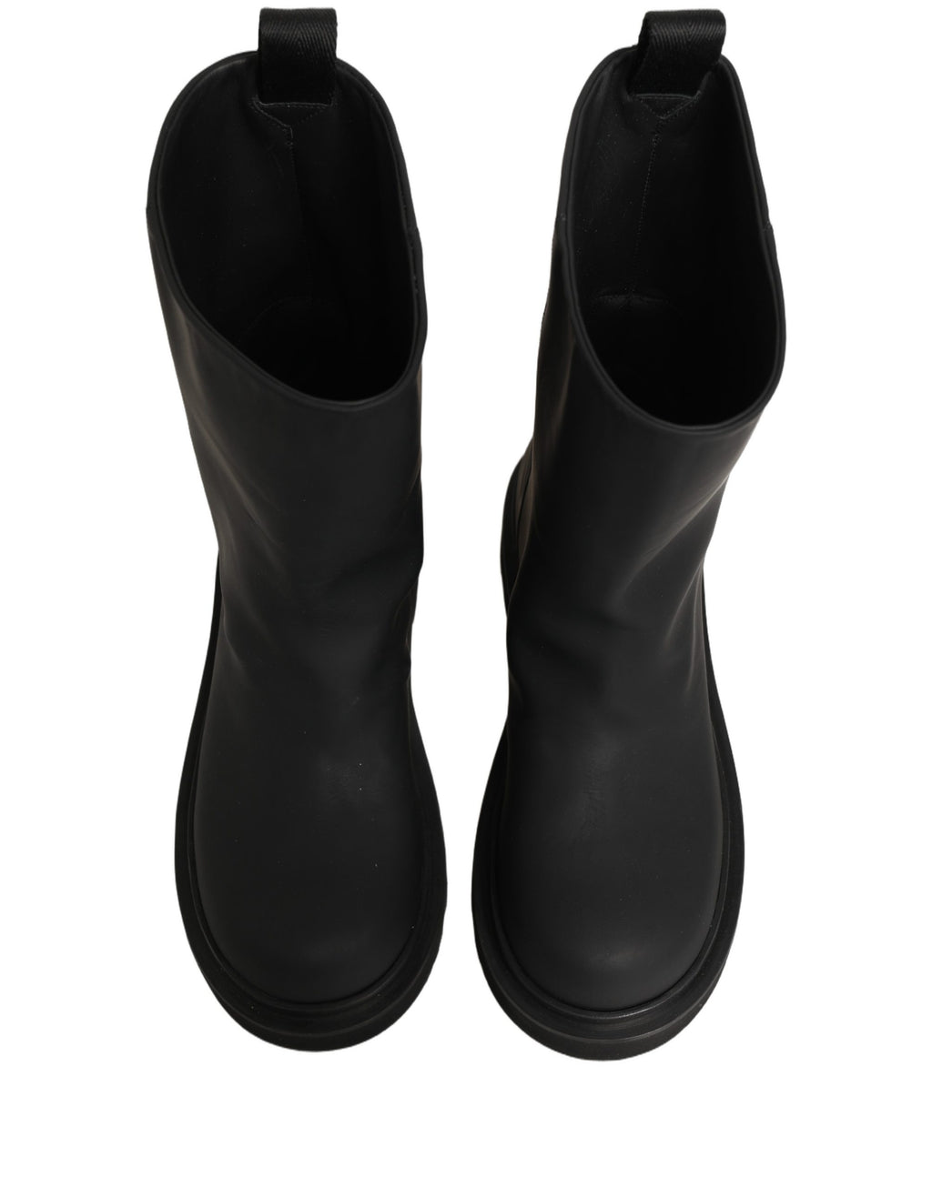Dolce & Gabbana Schwarze Leder Mid-Calf Stiefel mit klobiger Sohle für Herren