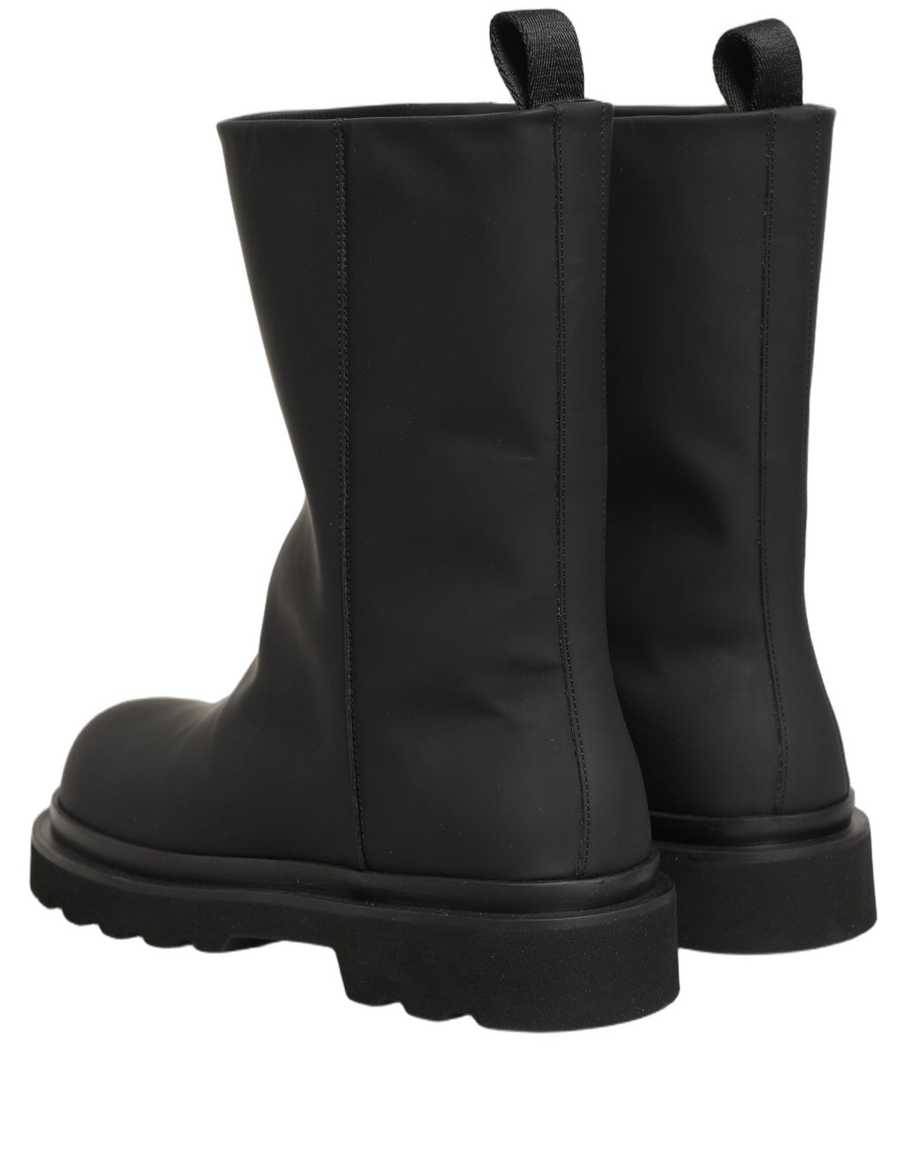 Dolce & Gabbana Schwarze Leder Mid-Calf Stiefel mit klobiger Sohle für Herren