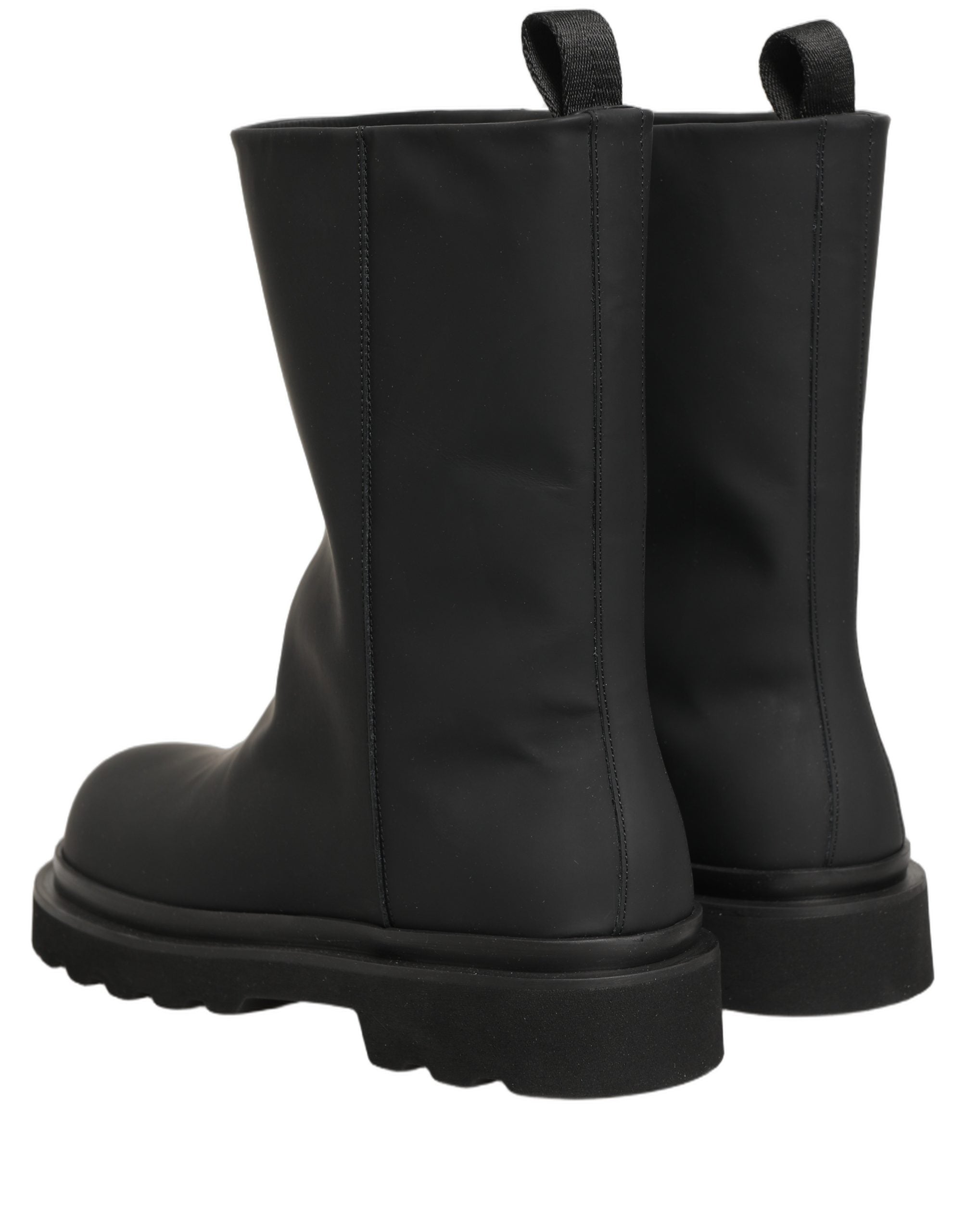 Dolce & Gabbana Schwarze Leder Mid-Calf Stiefel mit klobiger Sohle für Herren