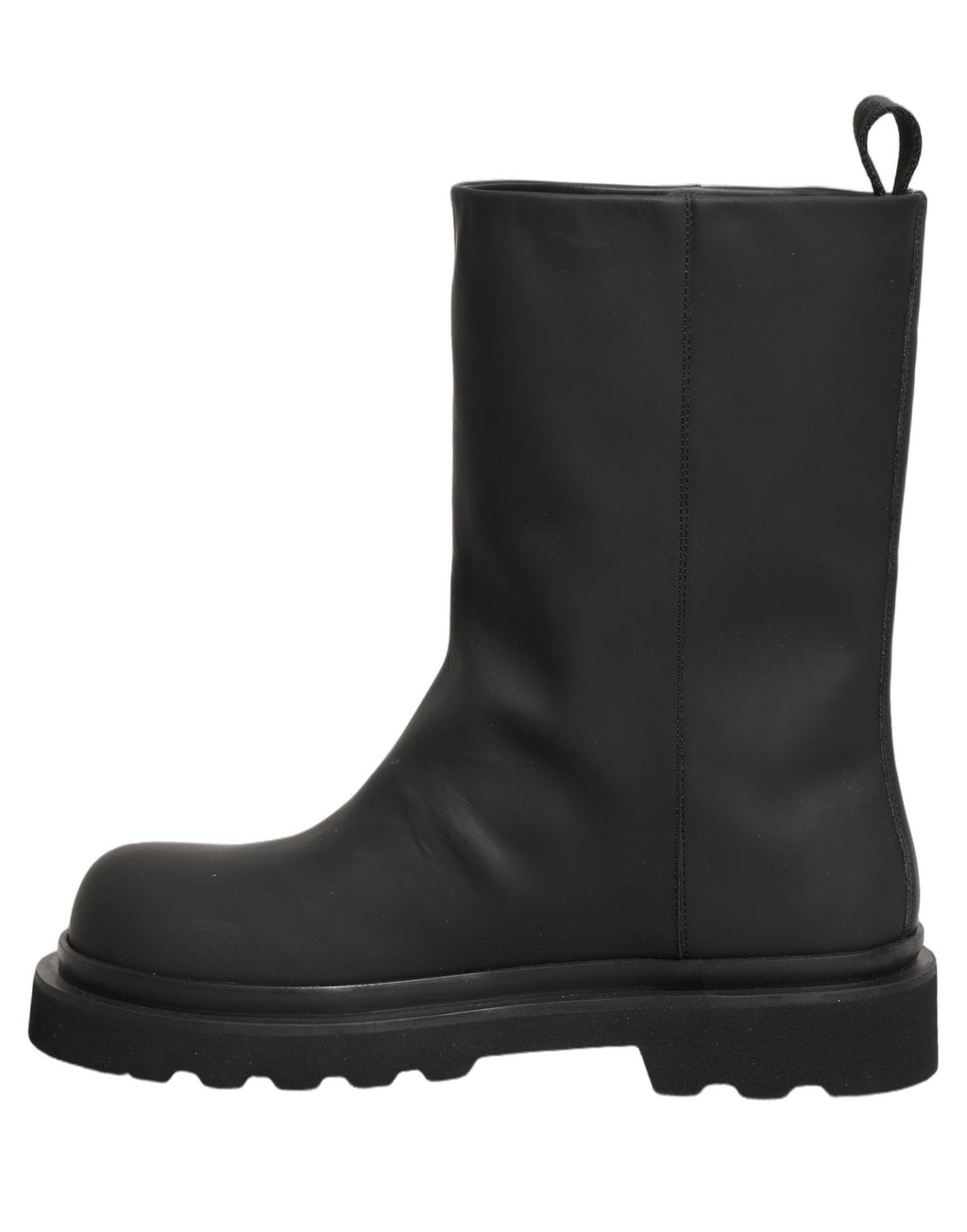 Dolce & Gabbana Schwarze Leder Mid-Calf Stiefel mit klobiger Sohle für Herren