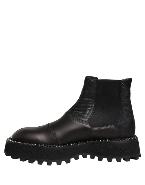 Dolce & Gabbana Schwarze Chelsea Boots aus Leder, Slip-On-Herrenschuhe