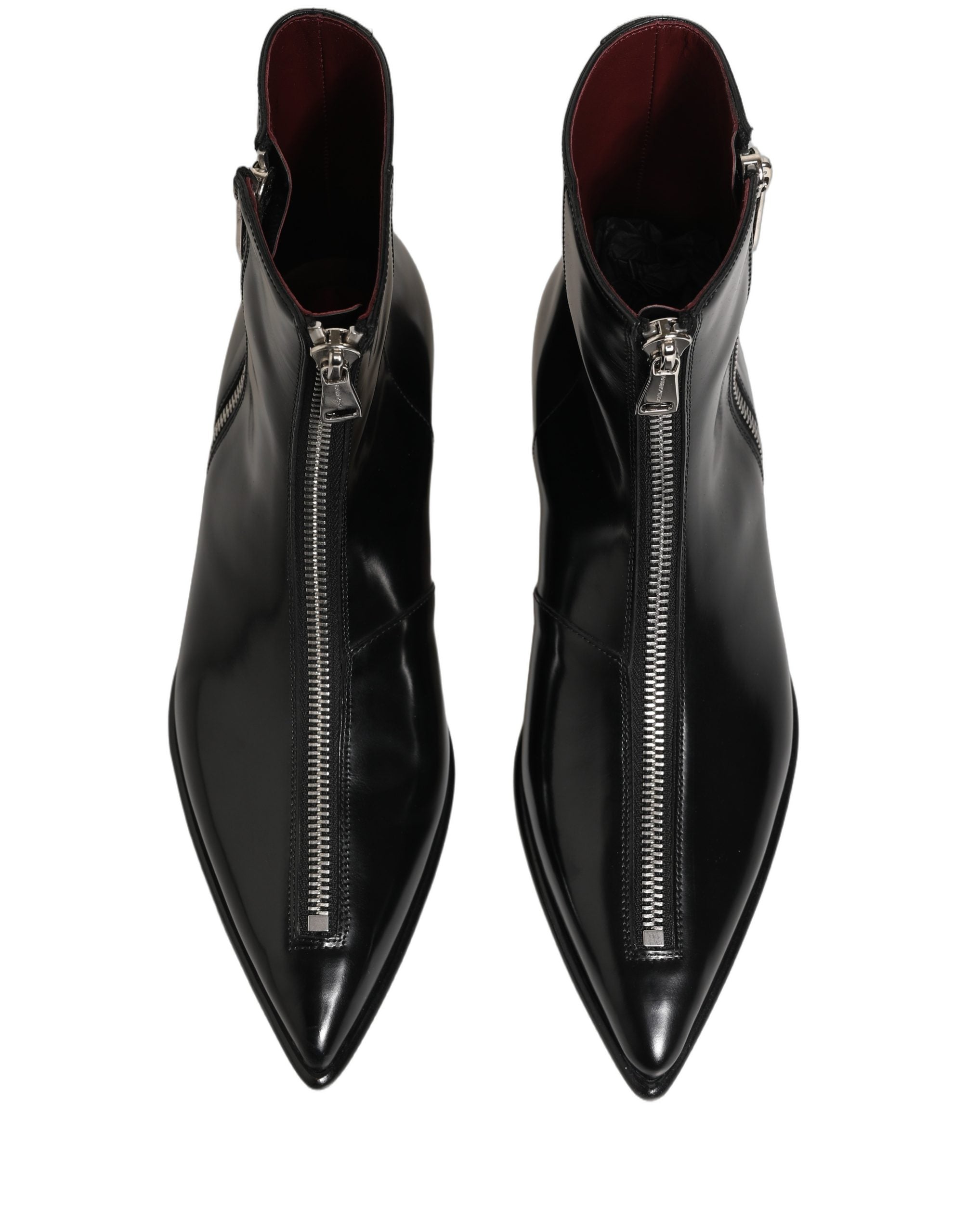 Dolce & Gabbana Schwarze Leder Reißverschluss Stiefel Mittelhoch Herren Schuhe