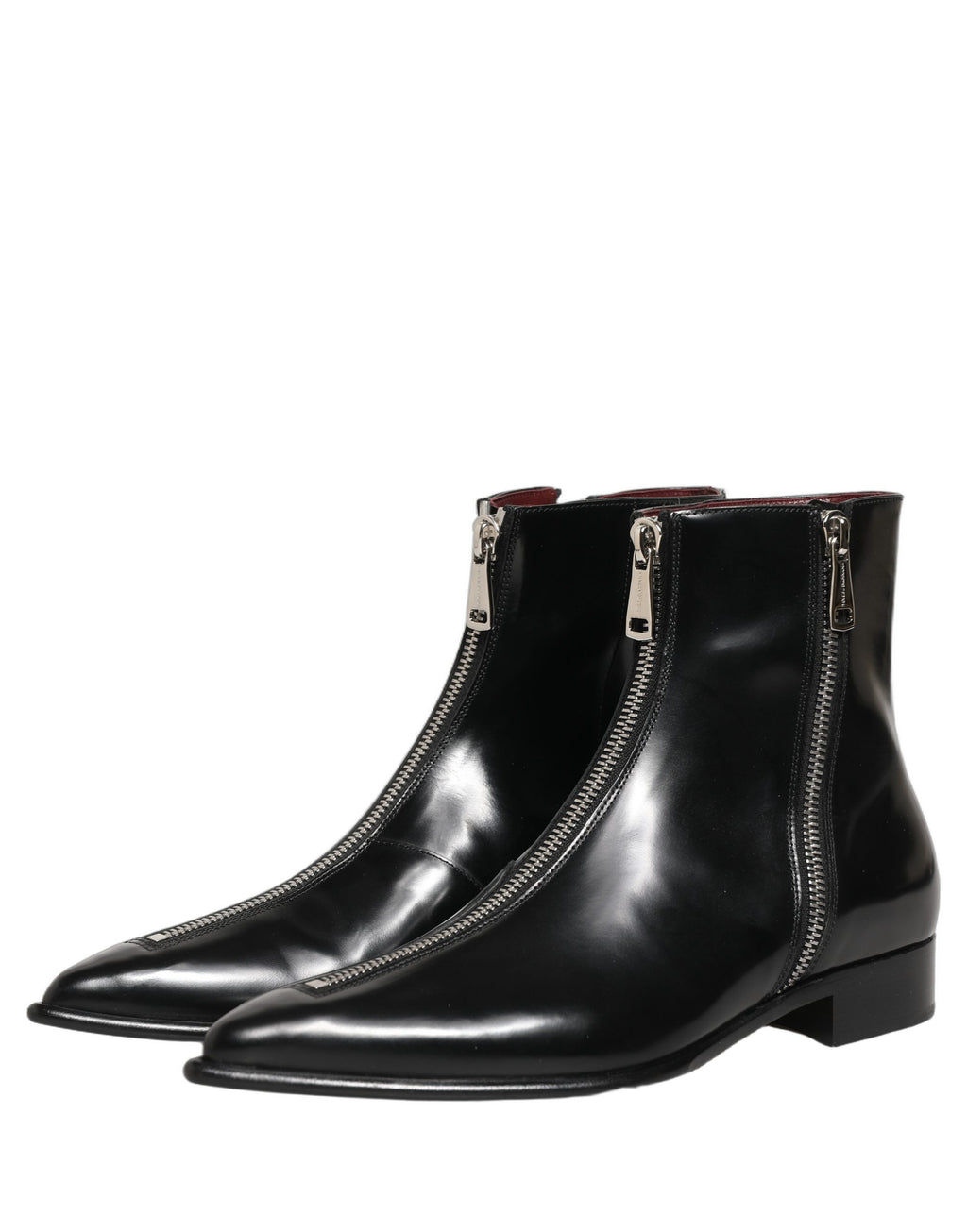 Dolce & Gabbana Schwarze Leder Reißverschluss Stiefel Mittelhoch Herren Schuhe