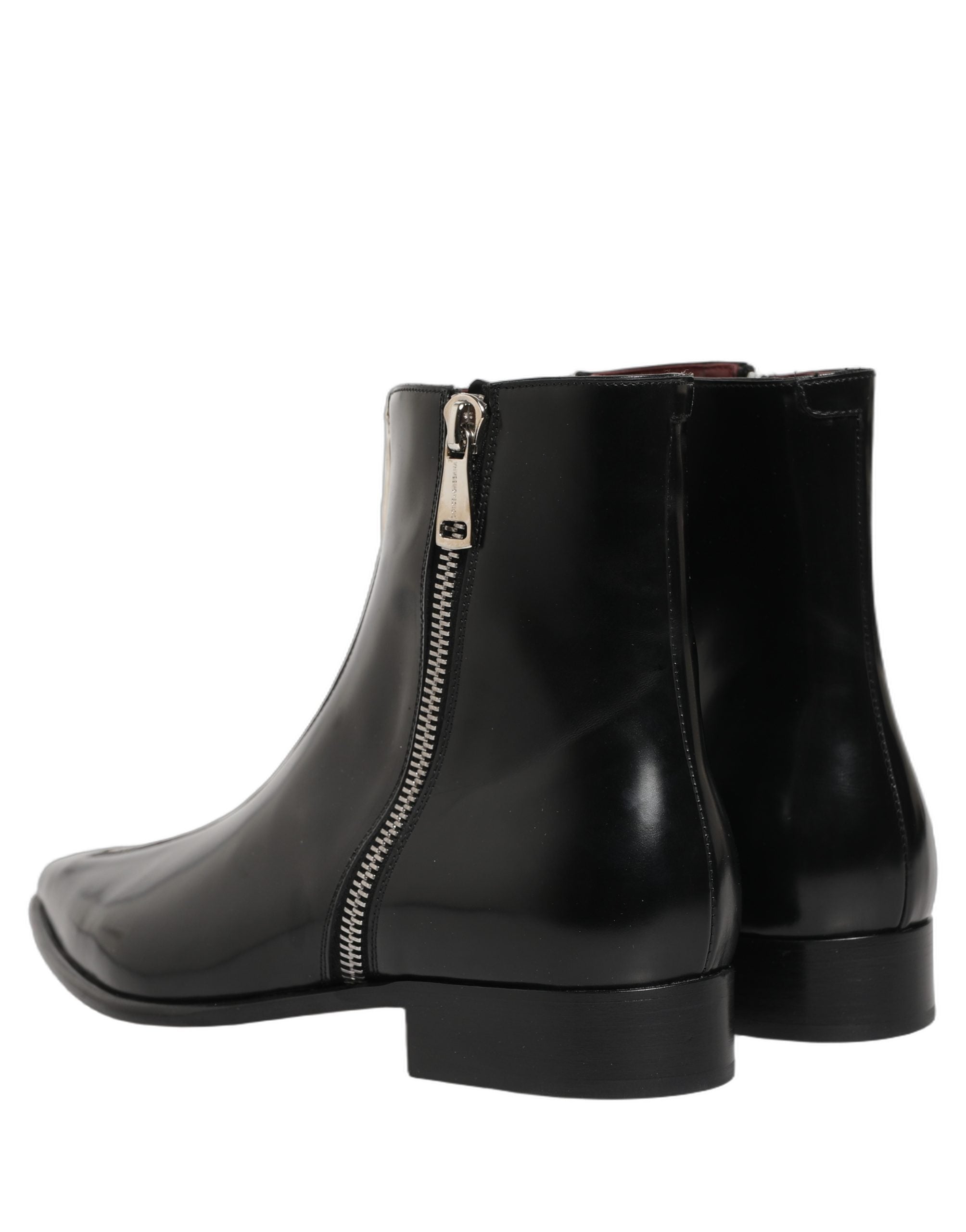 Dolce & Gabbana Schwarze Leder Reißverschluss Stiefel Mittelhoch Herren Schuhe