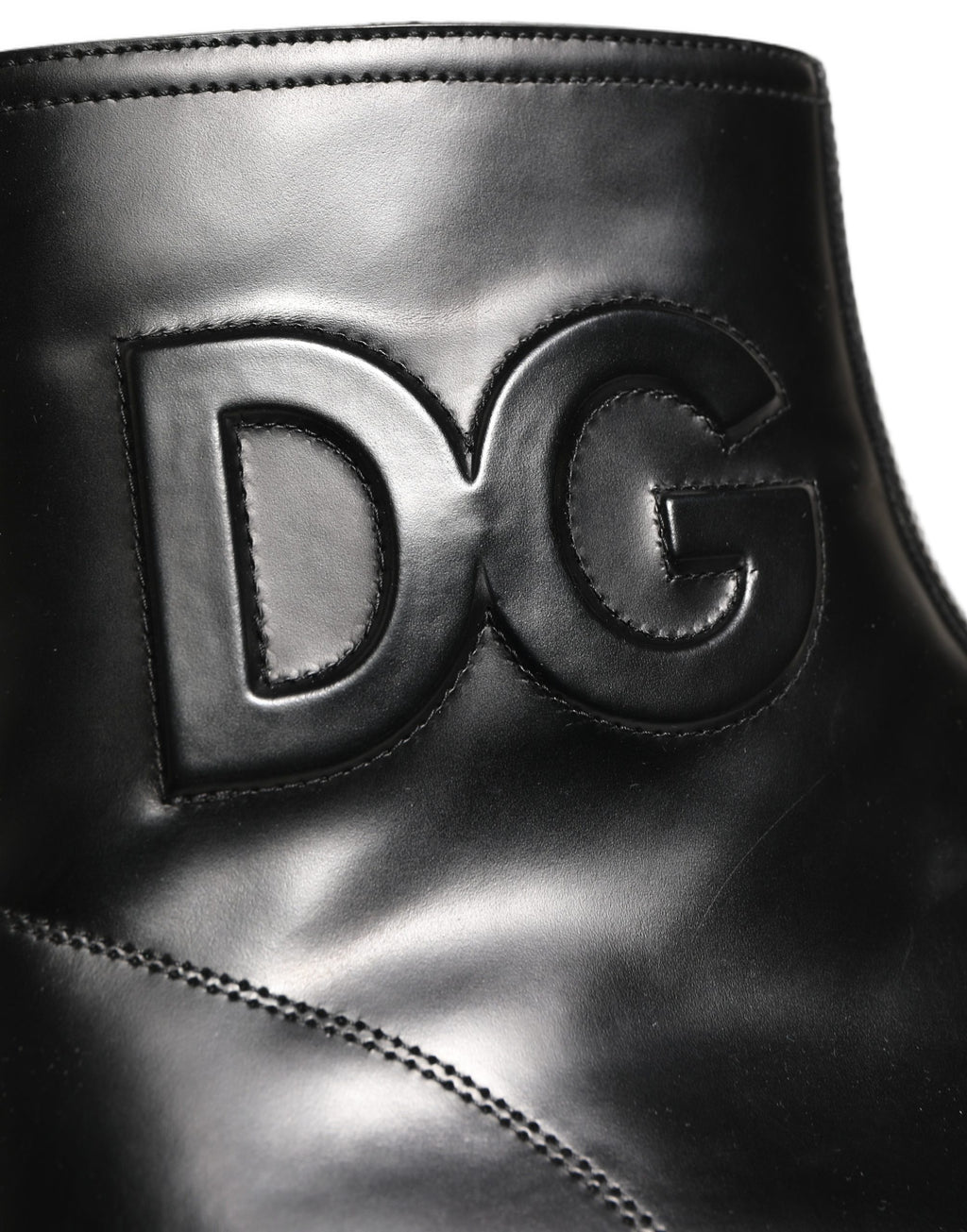 Dolce & Gabbana Schwarze Leder-Stiefeletten mit geprägtem Logo