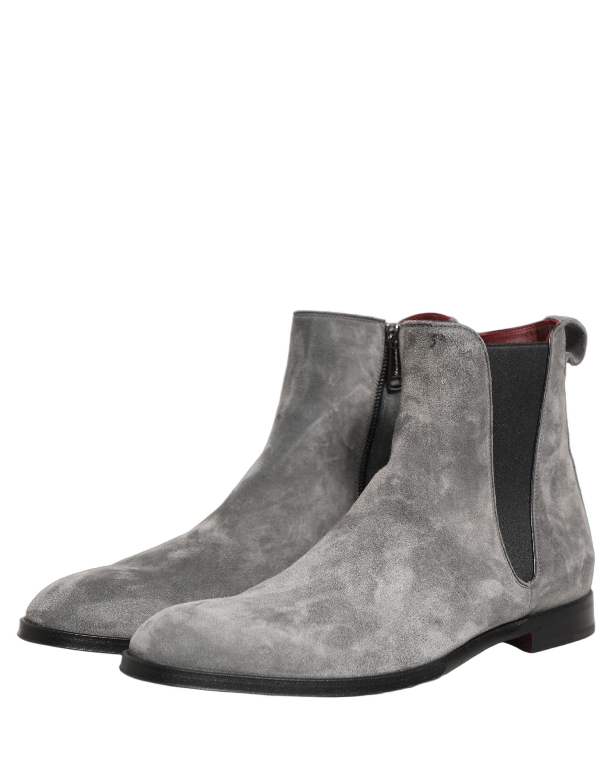 Dolce & Gabbana Graue Chelsea Boots aus Wildleder
