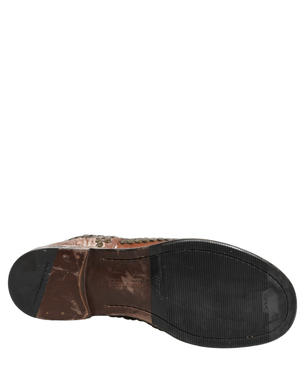 Dolce & Gabbana Braune Leder Stiefeletten mit Nieten – Runway Collection