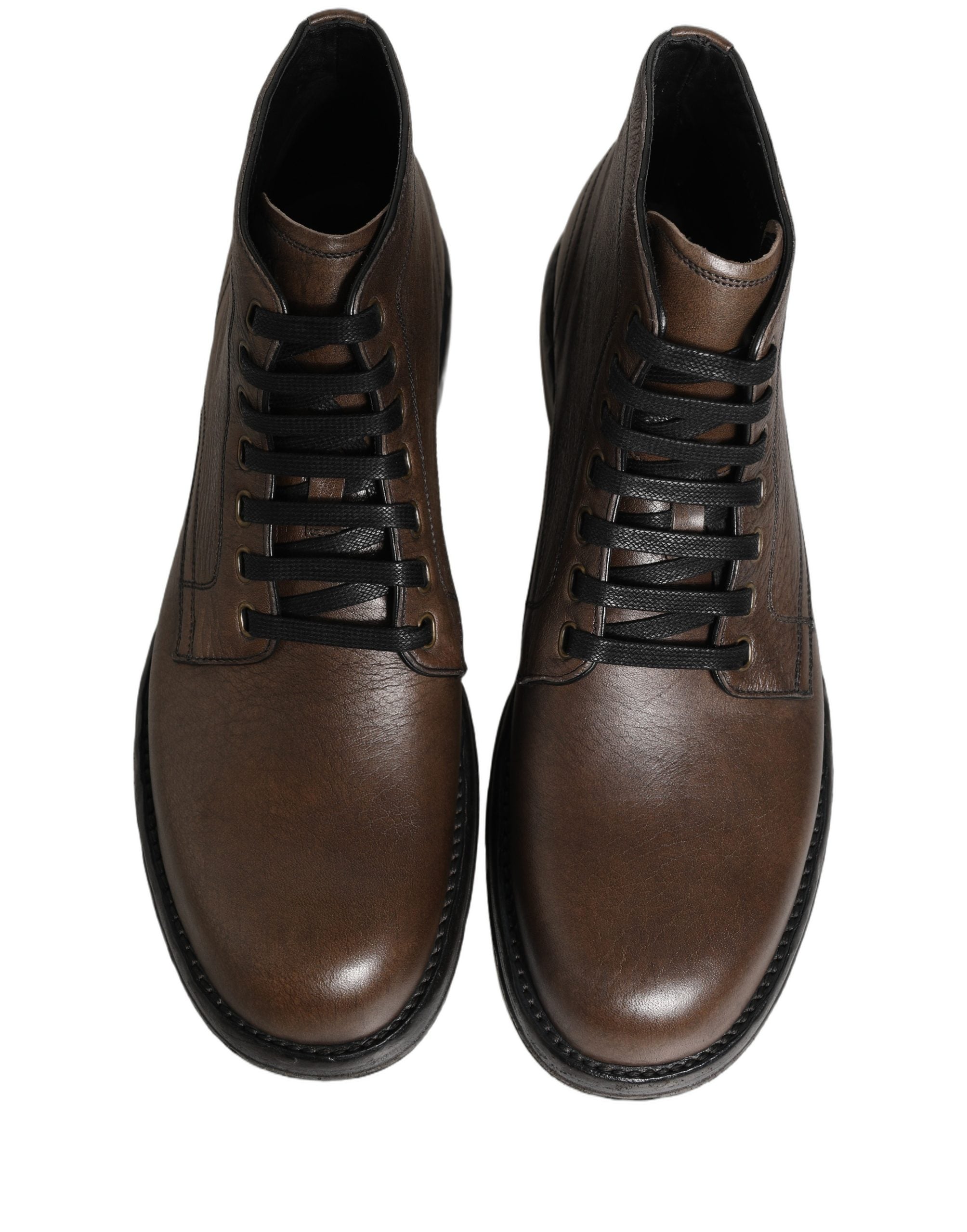 Dolce & Gabbana Braune Perugino Leder Herren Stiefeletten