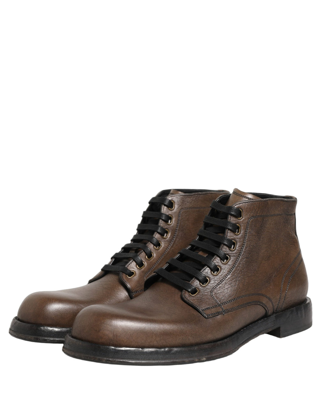 Dolce & Gabbana Braune Perugino Leder Herren Stiefeletten