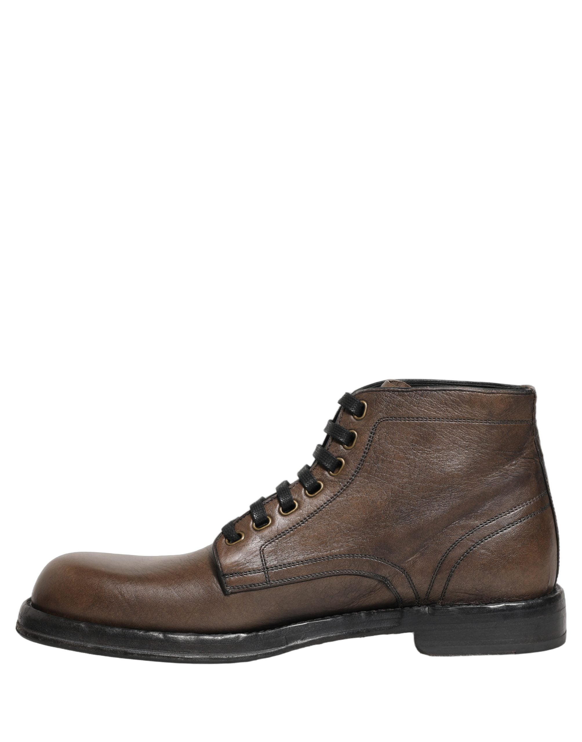Dolce & Gabbana Braune Perugino Leder Herren Stiefeletten