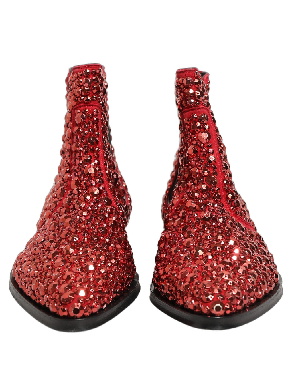 Rote Ankle Boots mit Kristallbesatz von Dolce & Gabbana