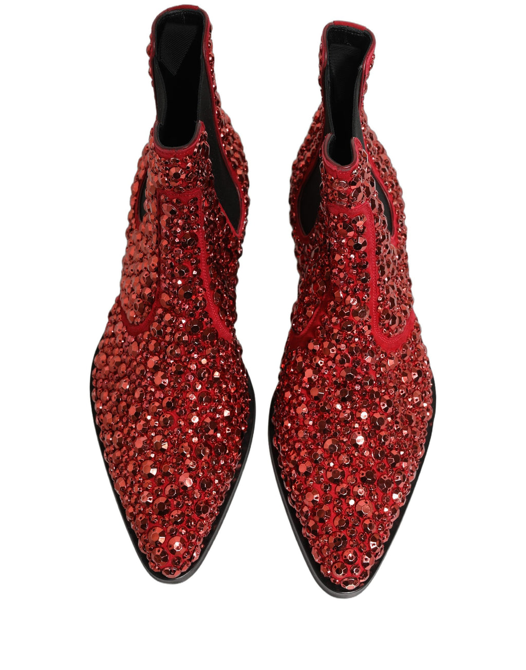 Rote Ankle Boots mit Kristallbesatz von Dolce & Gabbana