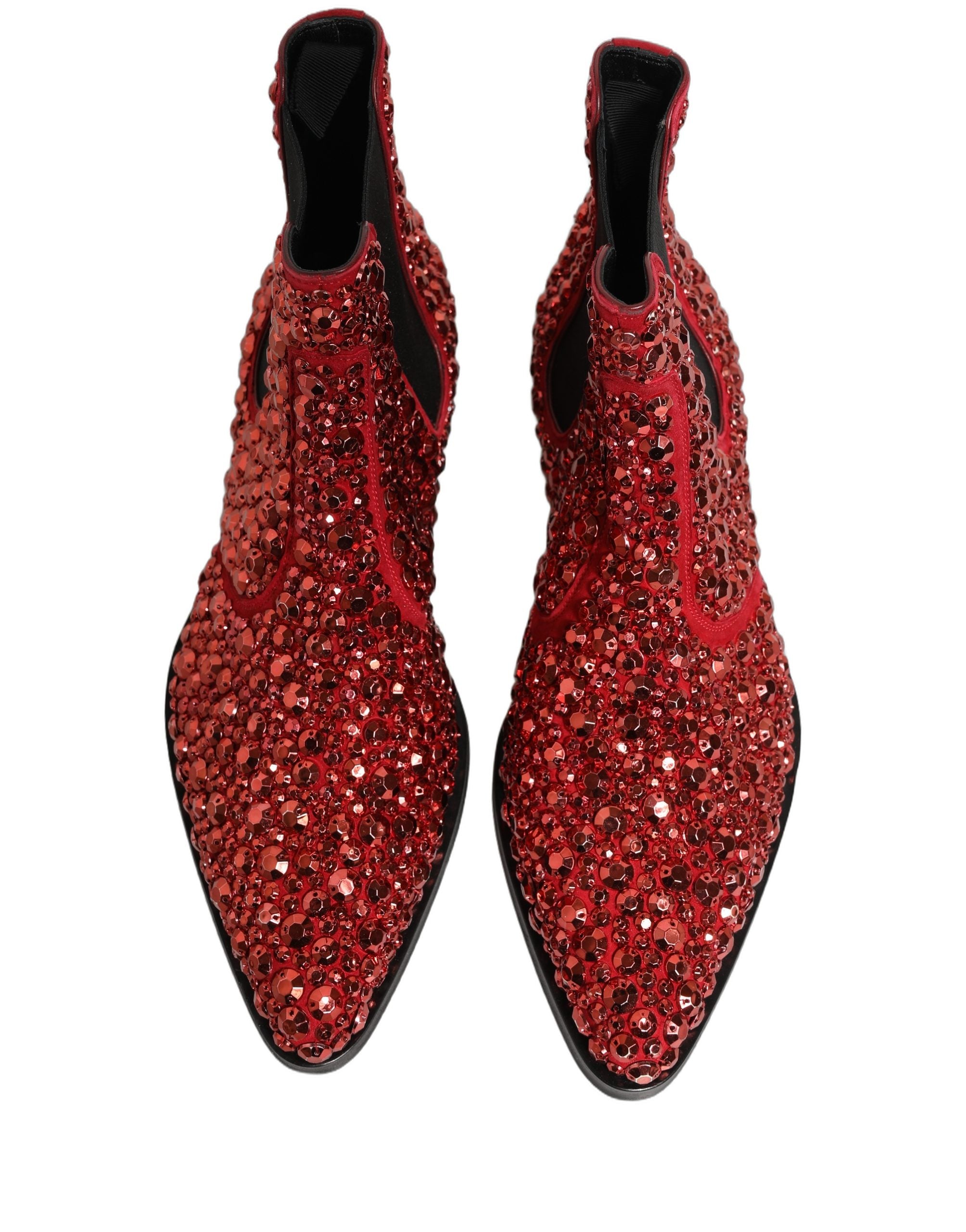 Rote Ankle Boots mit Kristallbesatz von Dolce & Gabbana