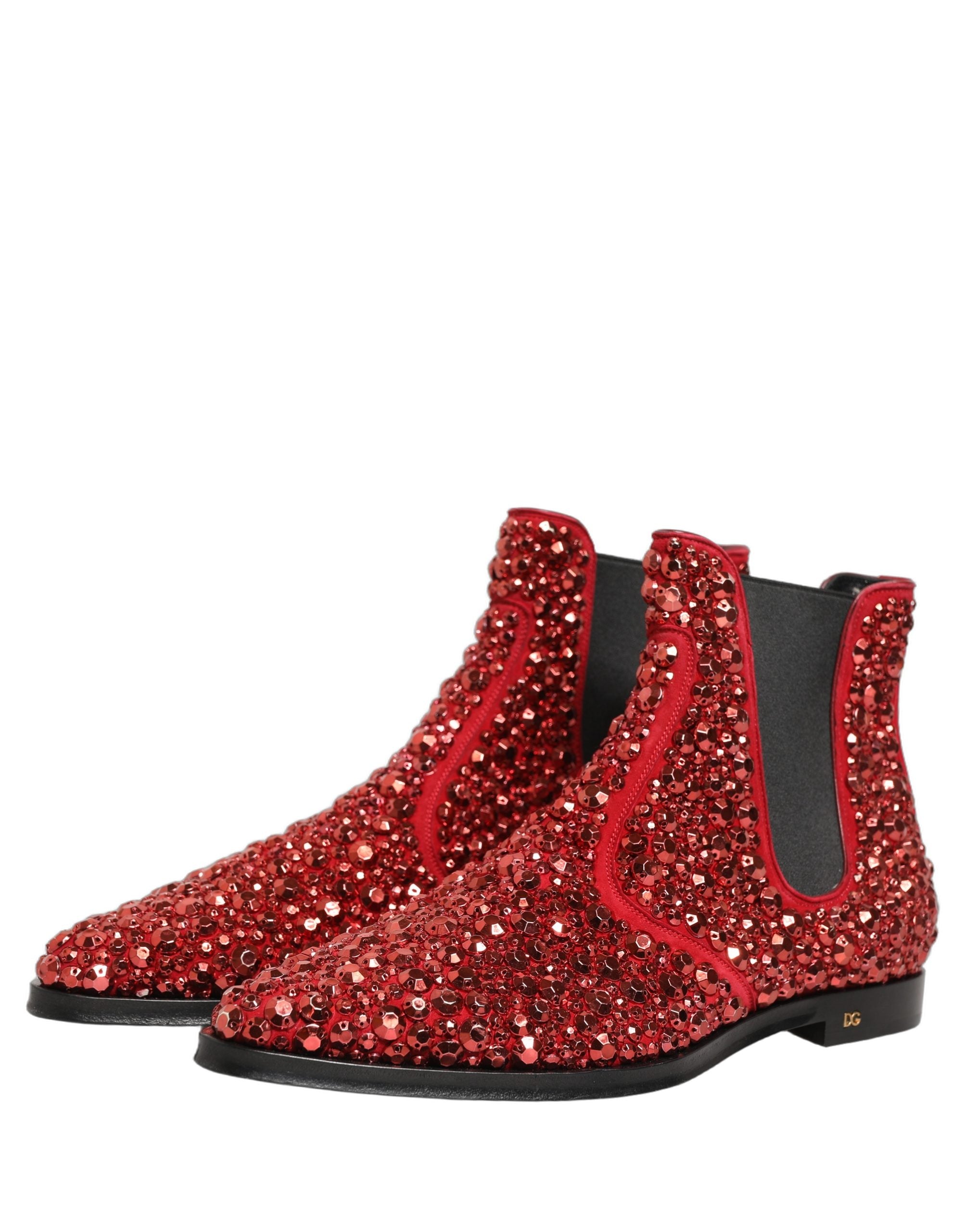 Rote Ankle Boots mit Kristallbesatz von Dolce & Gabbana