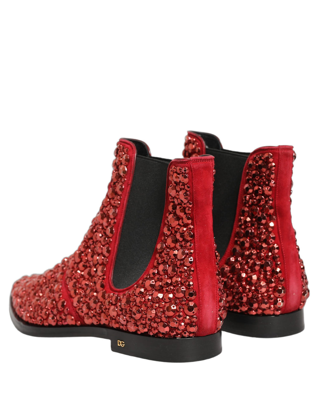 Rote Ankle Boots mit Kristallbesatz von Dolce & Gabbana
