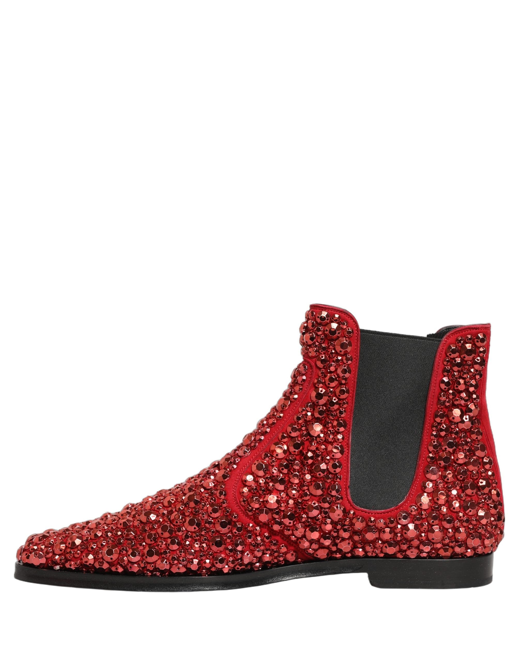 Rote Ankle Boots mit Kristallbesatz von Dolce & Gabbana