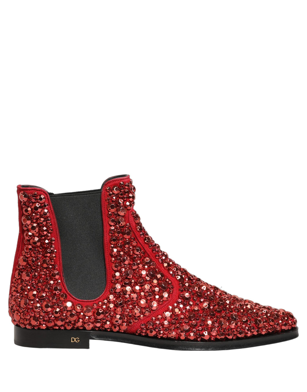 Rote Ankle Boots mit Kristallbesatz von Dolce & Gabbana