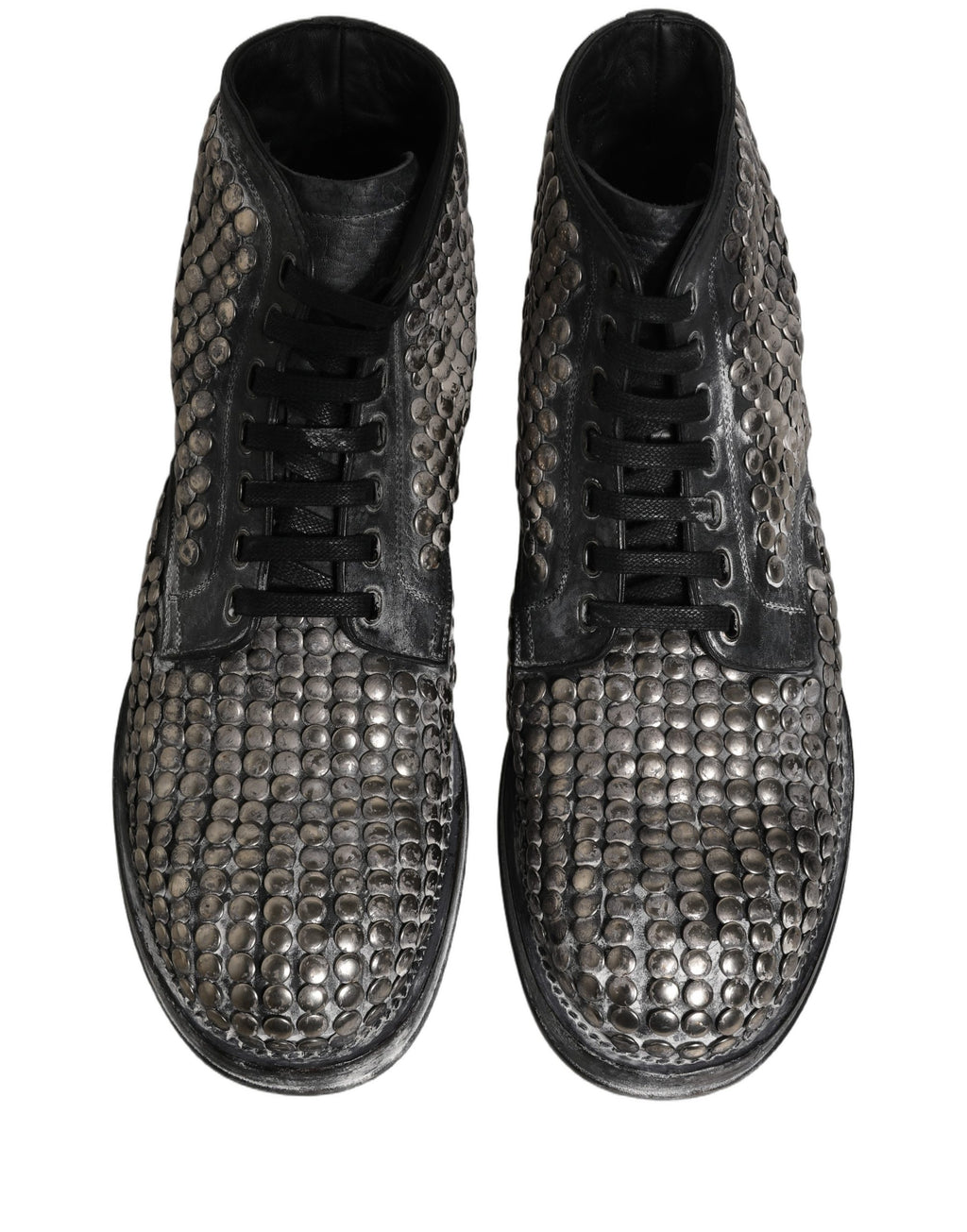 Dolce & Gabbana Schwarze Leder Stiefeletten mit Nieten vom Laufsteg