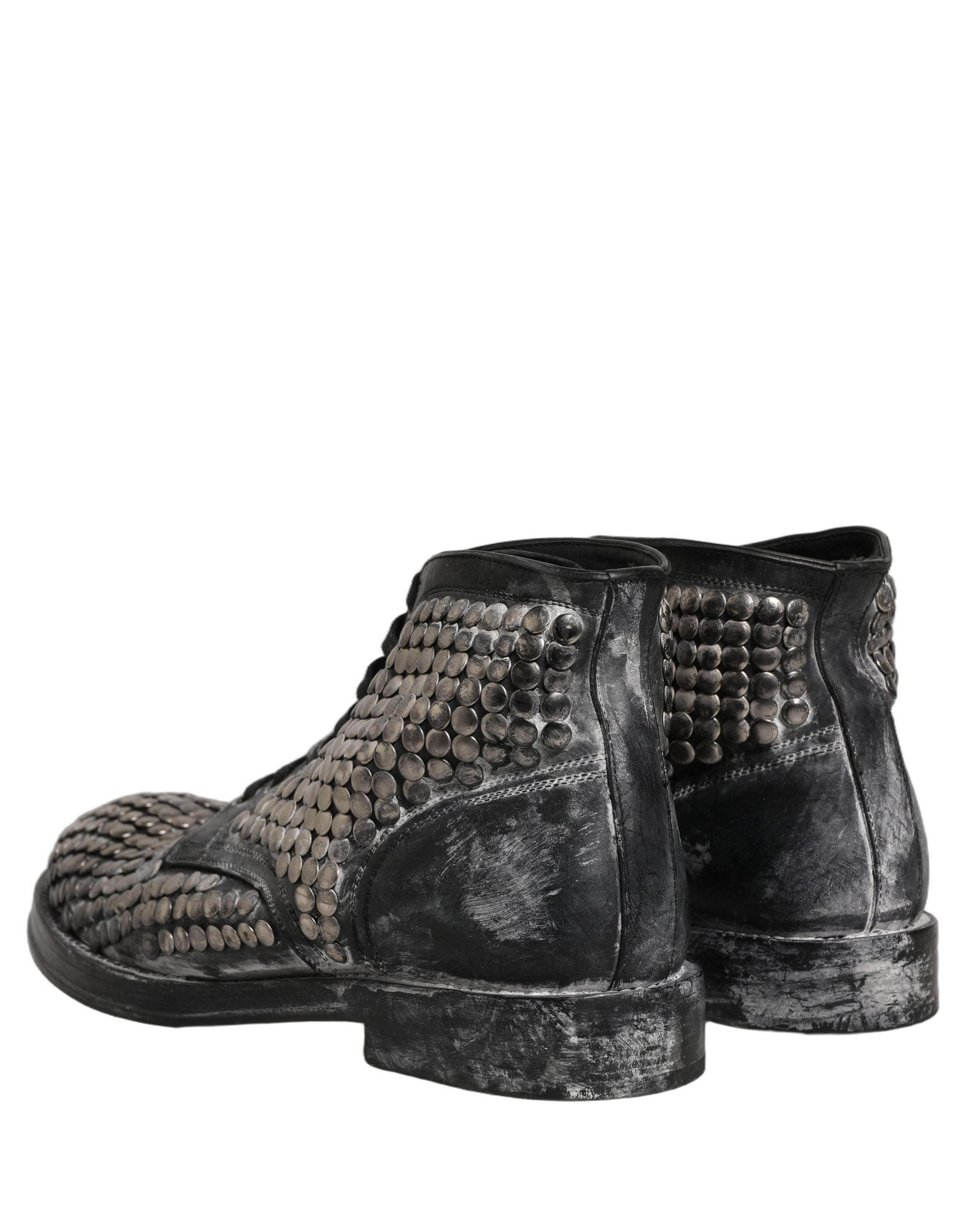 Dolce & Gabbana Schwarze Leder Stiefeletten mit Nieten vom Laufsteg
