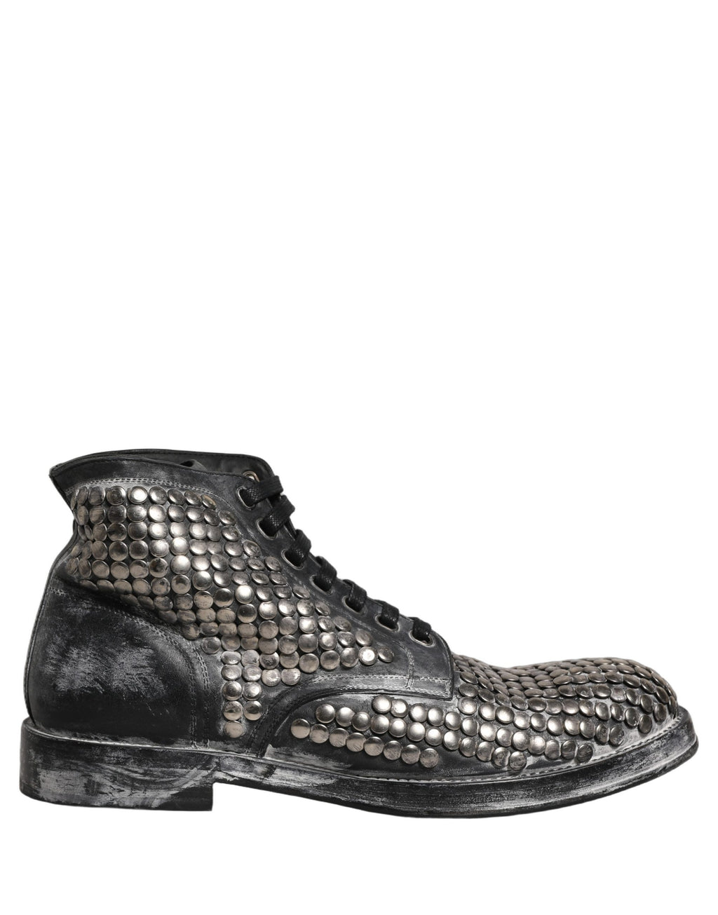 Dolce & Gabbana Schwarze Leder Stiefeletten mit Nieten vom Laufsteg