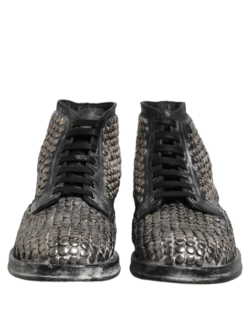 Dolce & Gabbana Schwarze Leder Stiefeletten mit Nieten vom Laufsteg