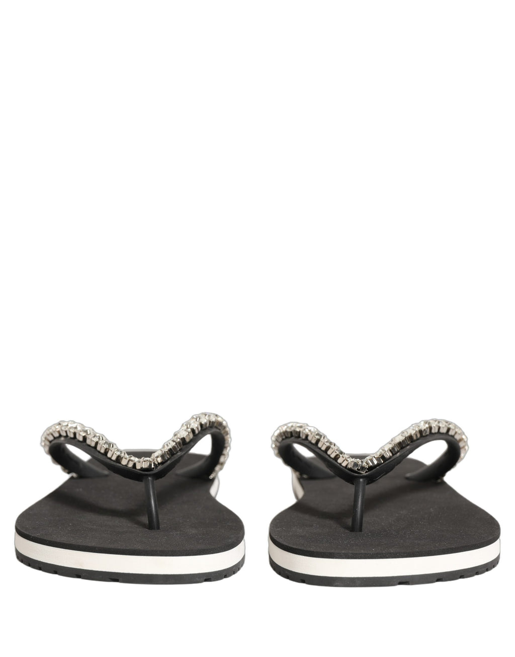 Dolce & Gabbana Schwarze verzierte Gummi-Flip-Flops Herren Schuhe