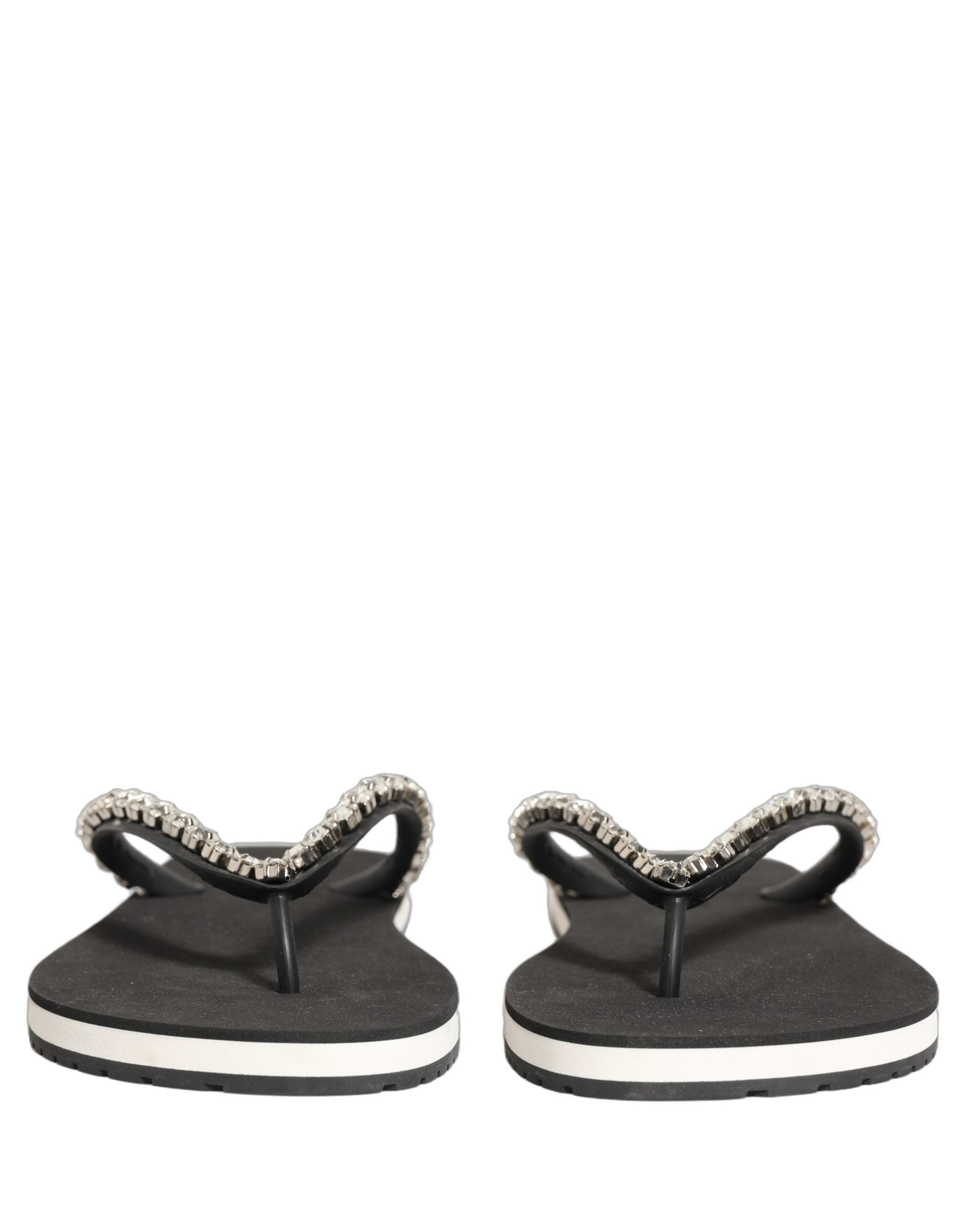 Dolce & Gabbana Schwarze verzierte Gummi-Flip-Flops Herren Schuhe