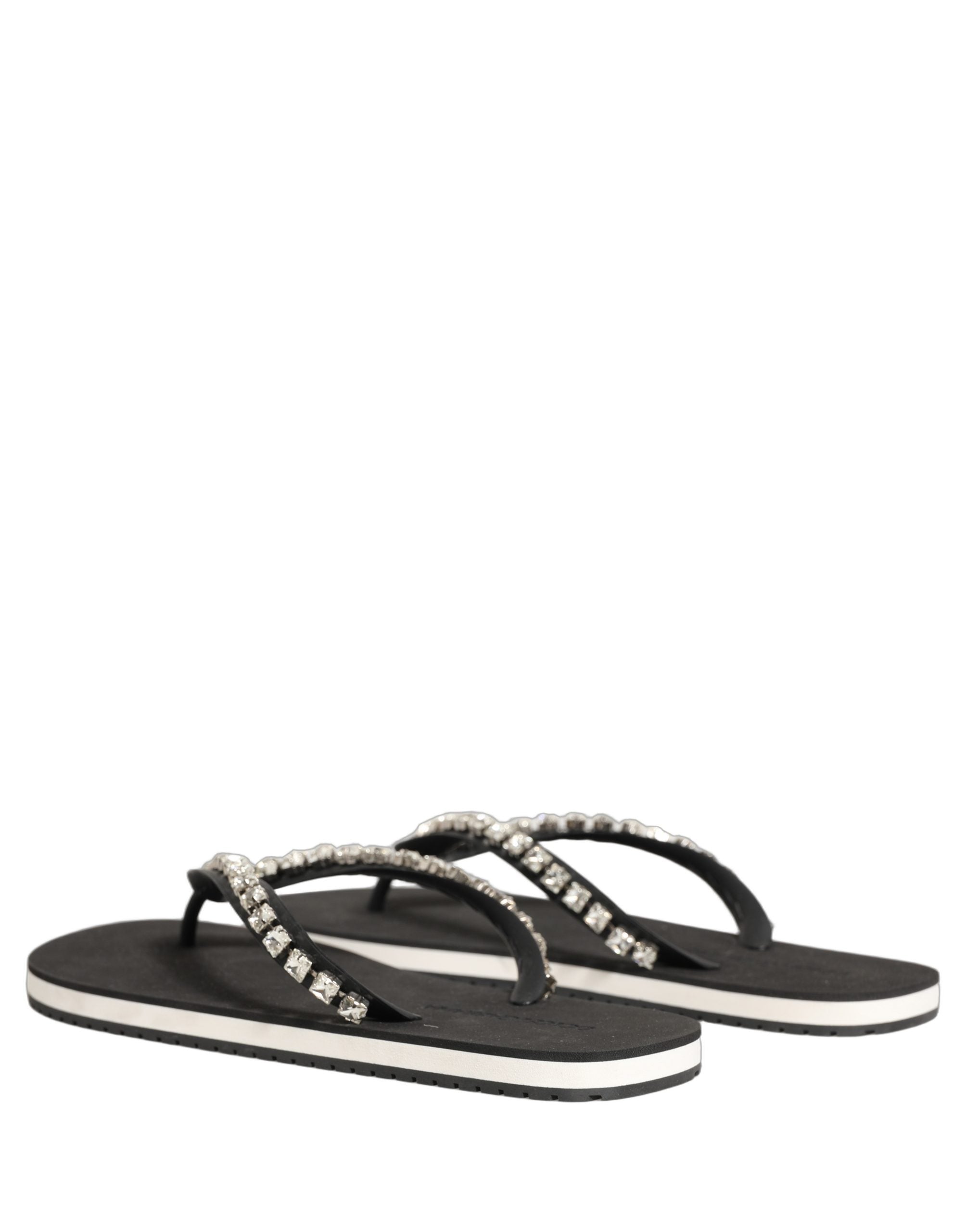 Dolce & Gabbana Schwarze verzierte Gummi-Flip-Flops Herren Schuhe