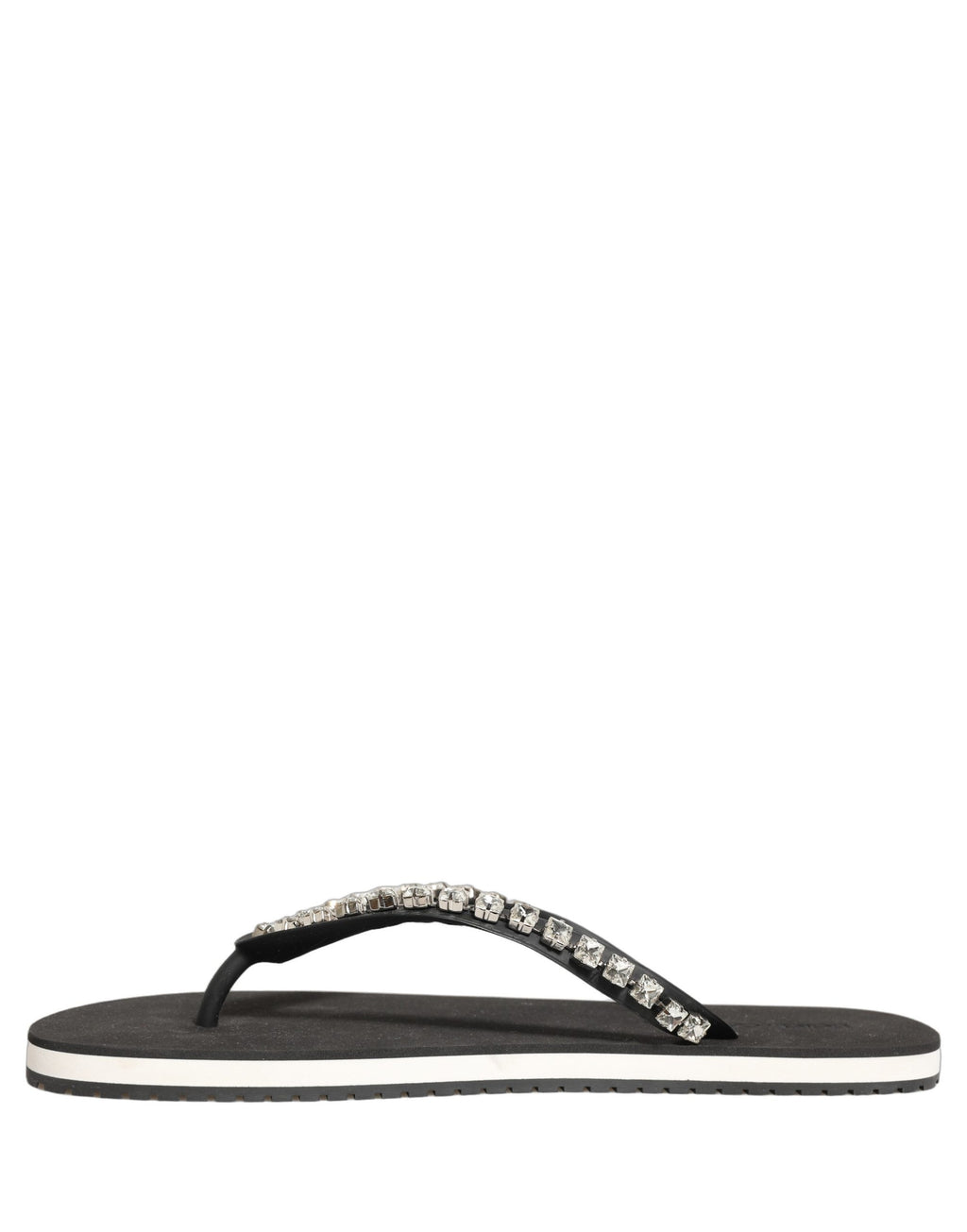 Dolce & Gabbana Schwarze verzierte Gummi-Flip-Flops Herren Schuhe