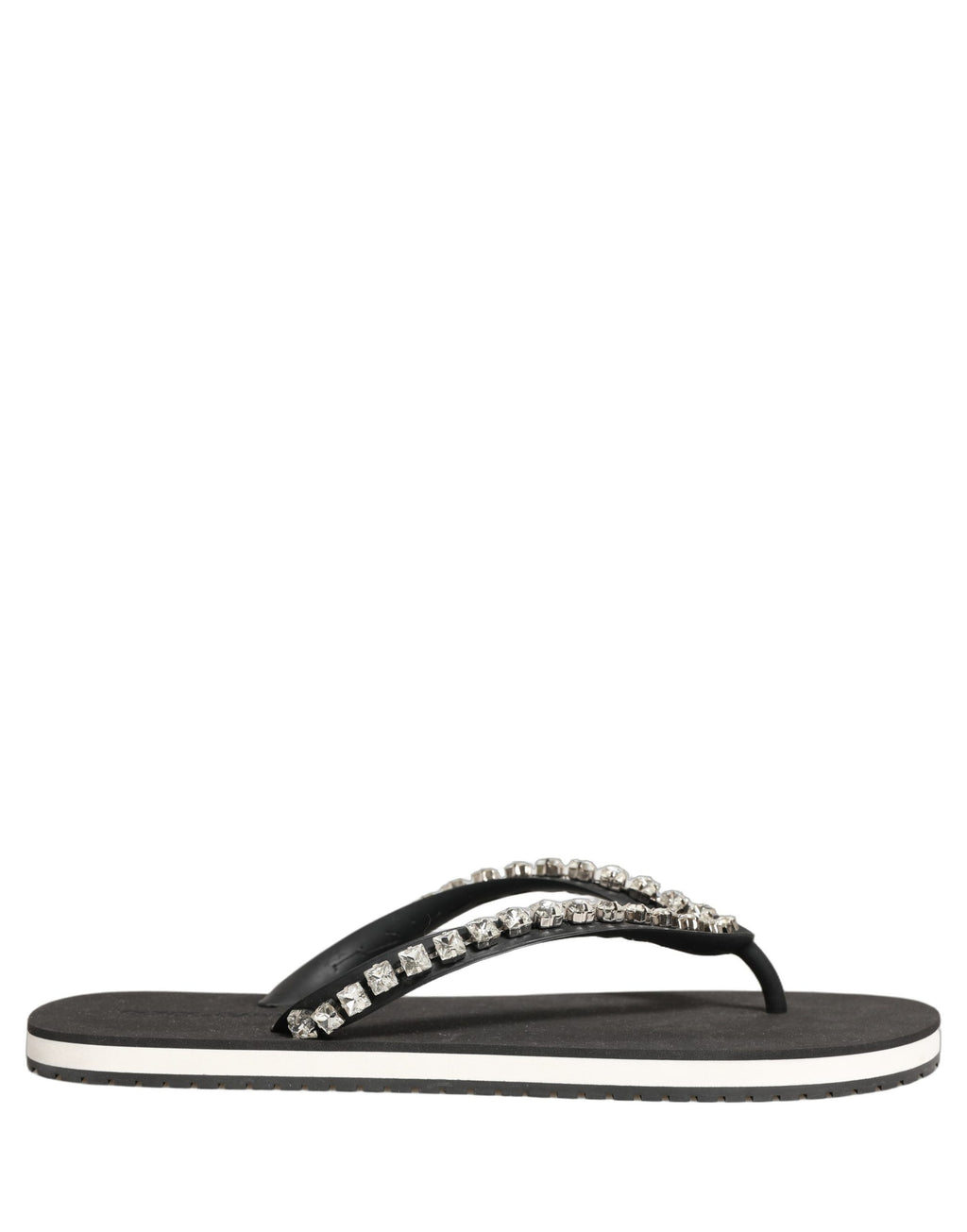 Dolce & Gabbana Schwarze verzierte Gummi-Flip-Flops Herren Schuhe