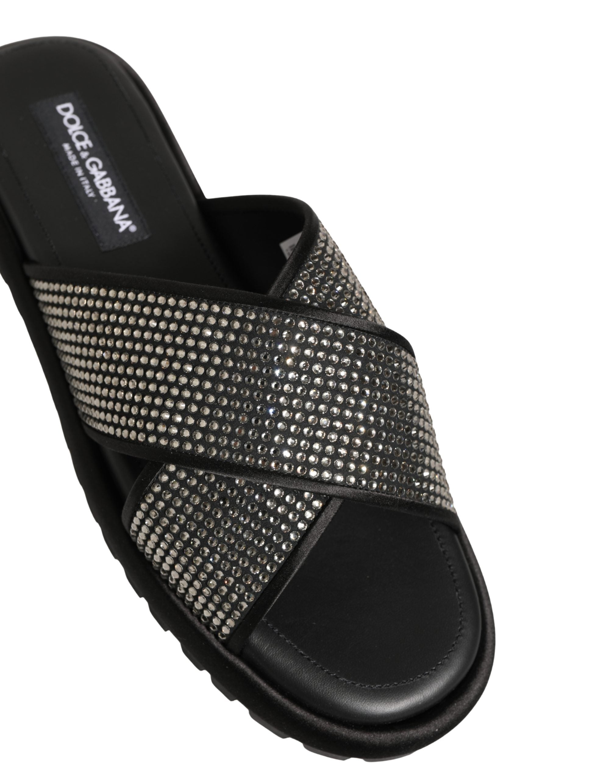 Dolce & Gabbana Schwarze Strass-Riemchen-Sandalen