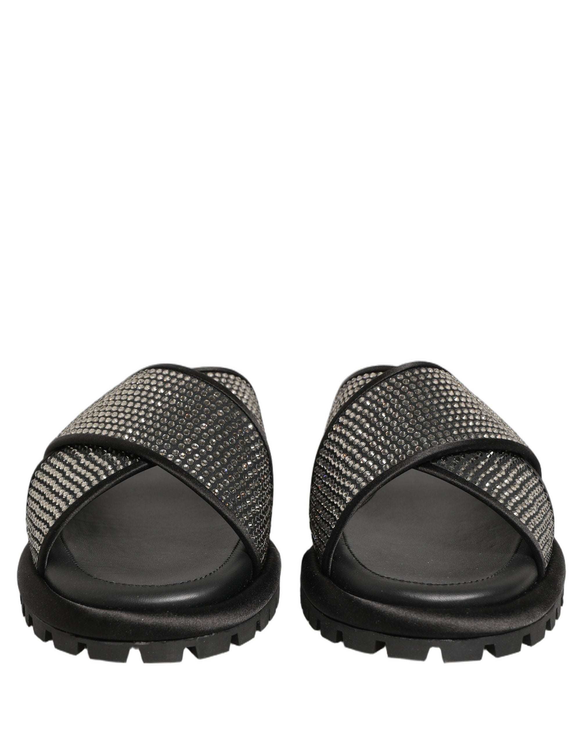 Dolce & Gabbana Schwarze Strass-Riemchen-Sandalen