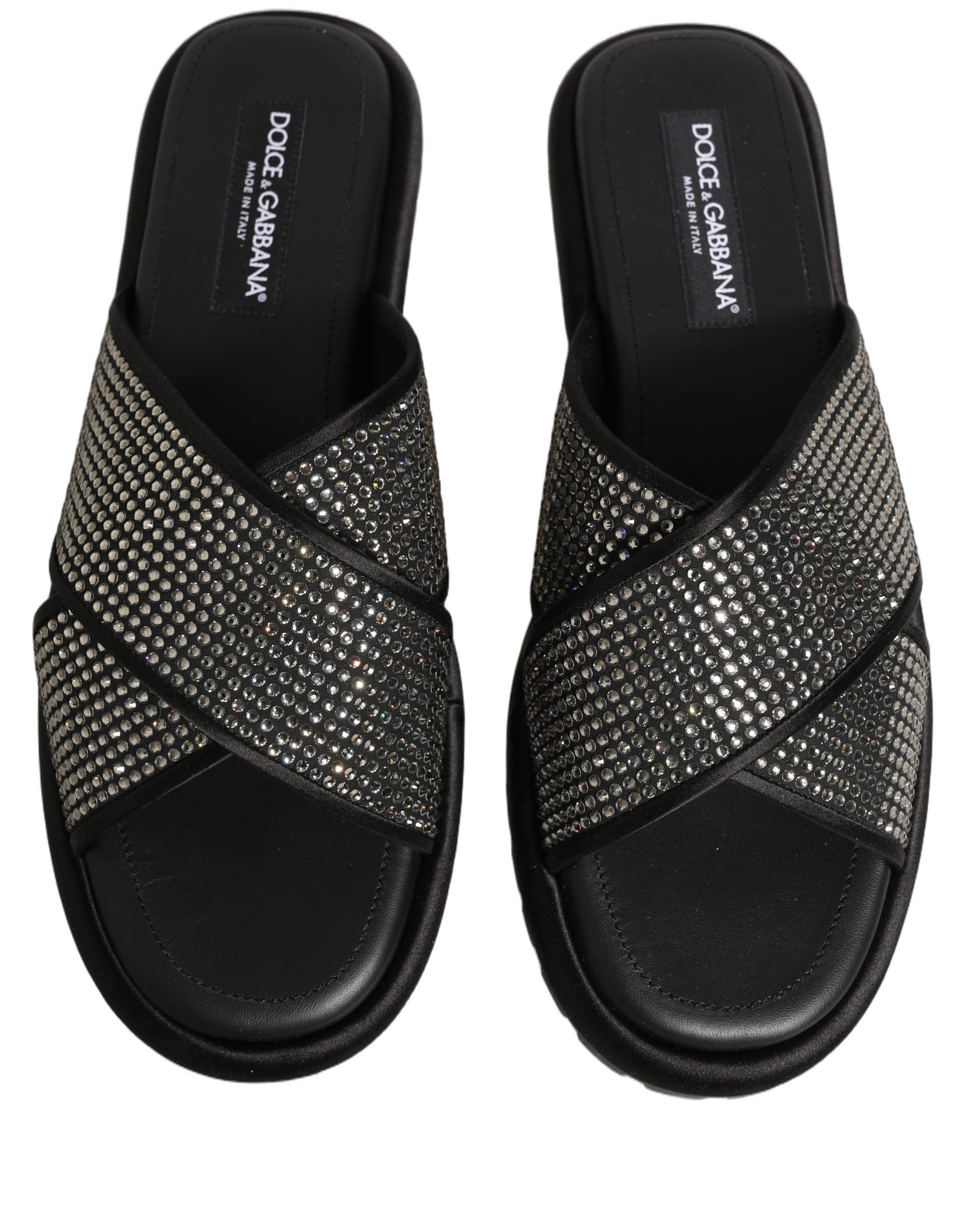 Dolce & Gabbana Schwarze Strass-Riemchen-Sandalen