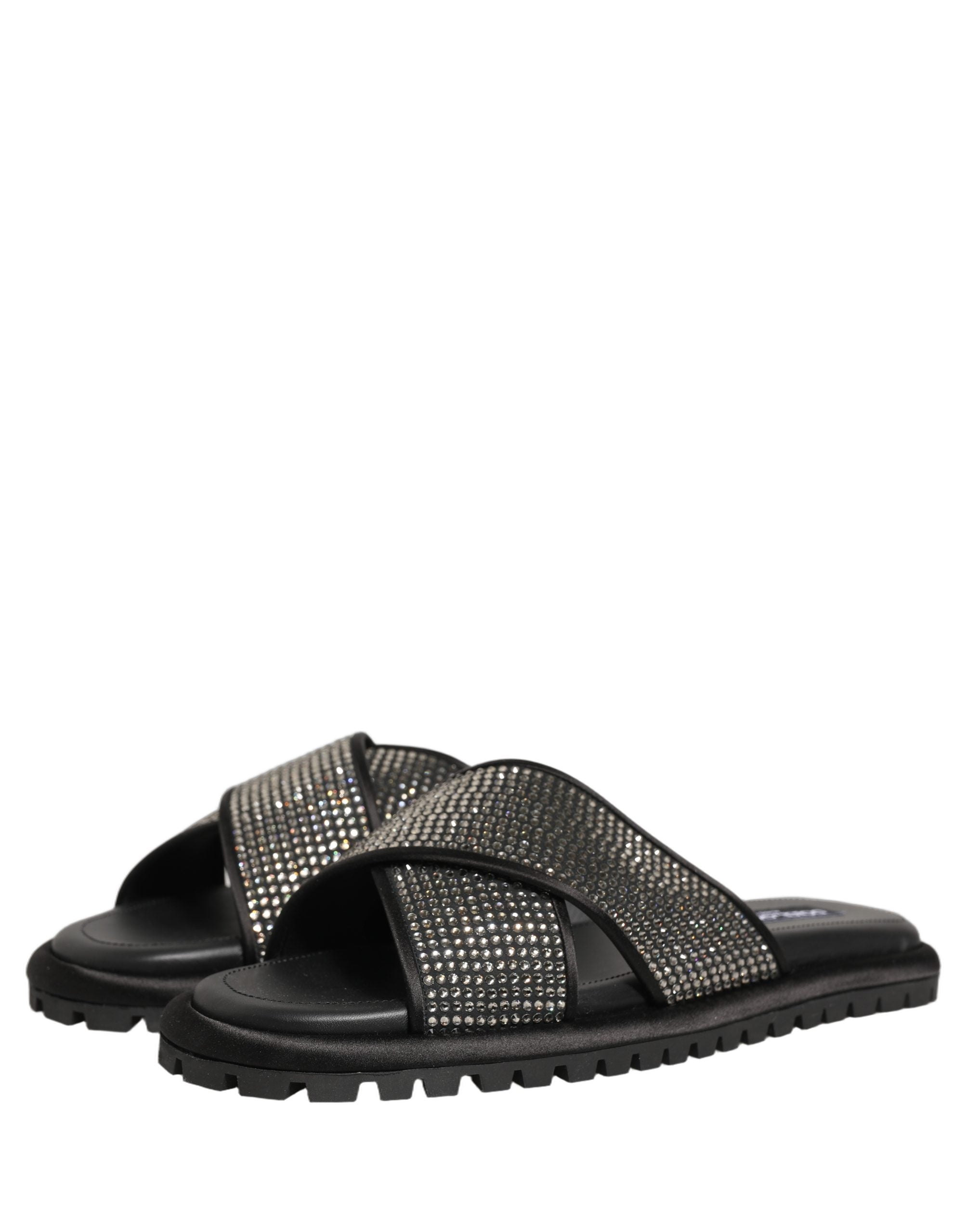 Dolce & Gabbana Schwarze Strass-Riemchen-Sandalen