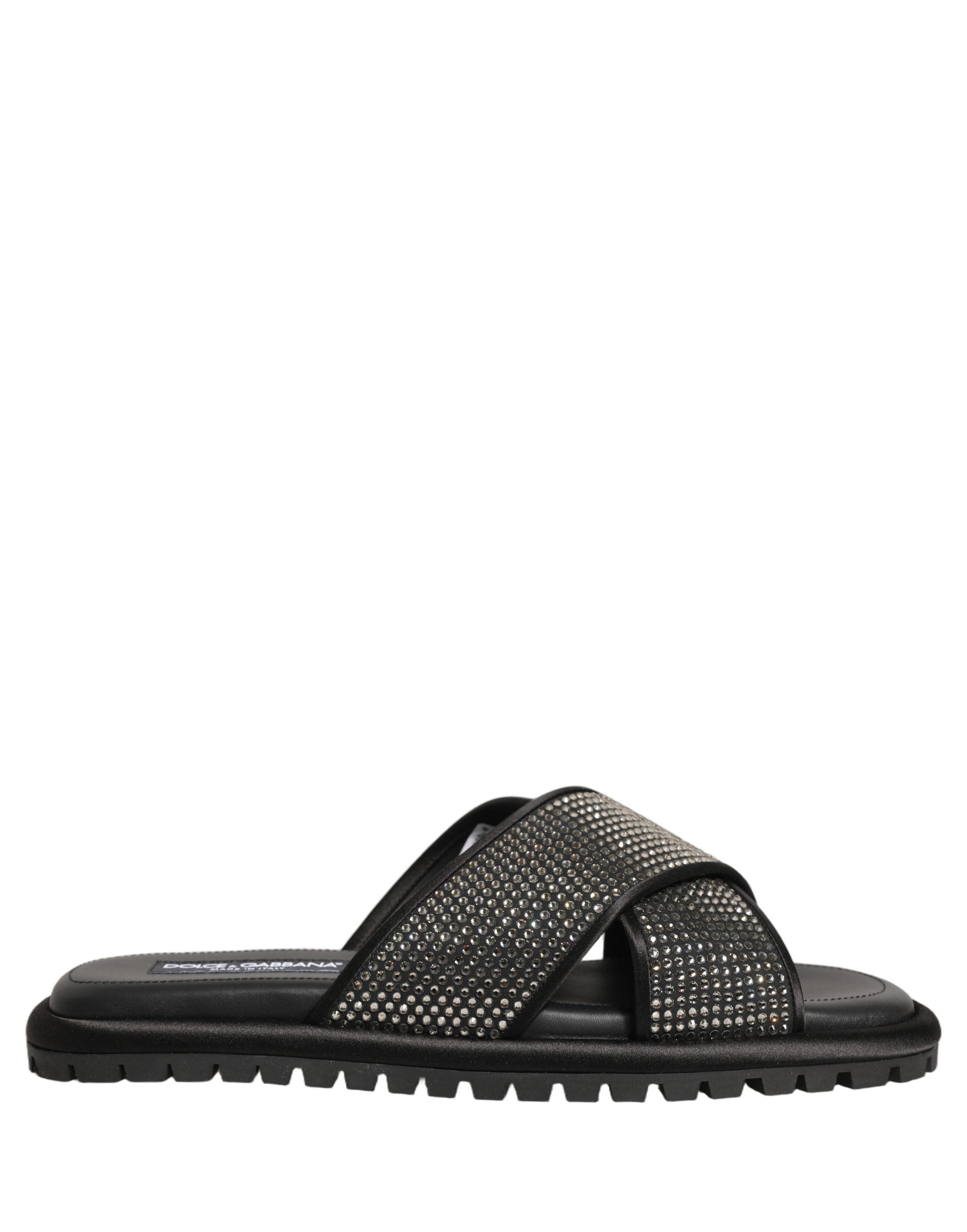 Dolce & Gabbana Schwarze Strass-Riemchen-Sandalen