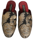 Dolce & Gabbana Schwarze Blumen-Jacquard-Sandalen für Herren