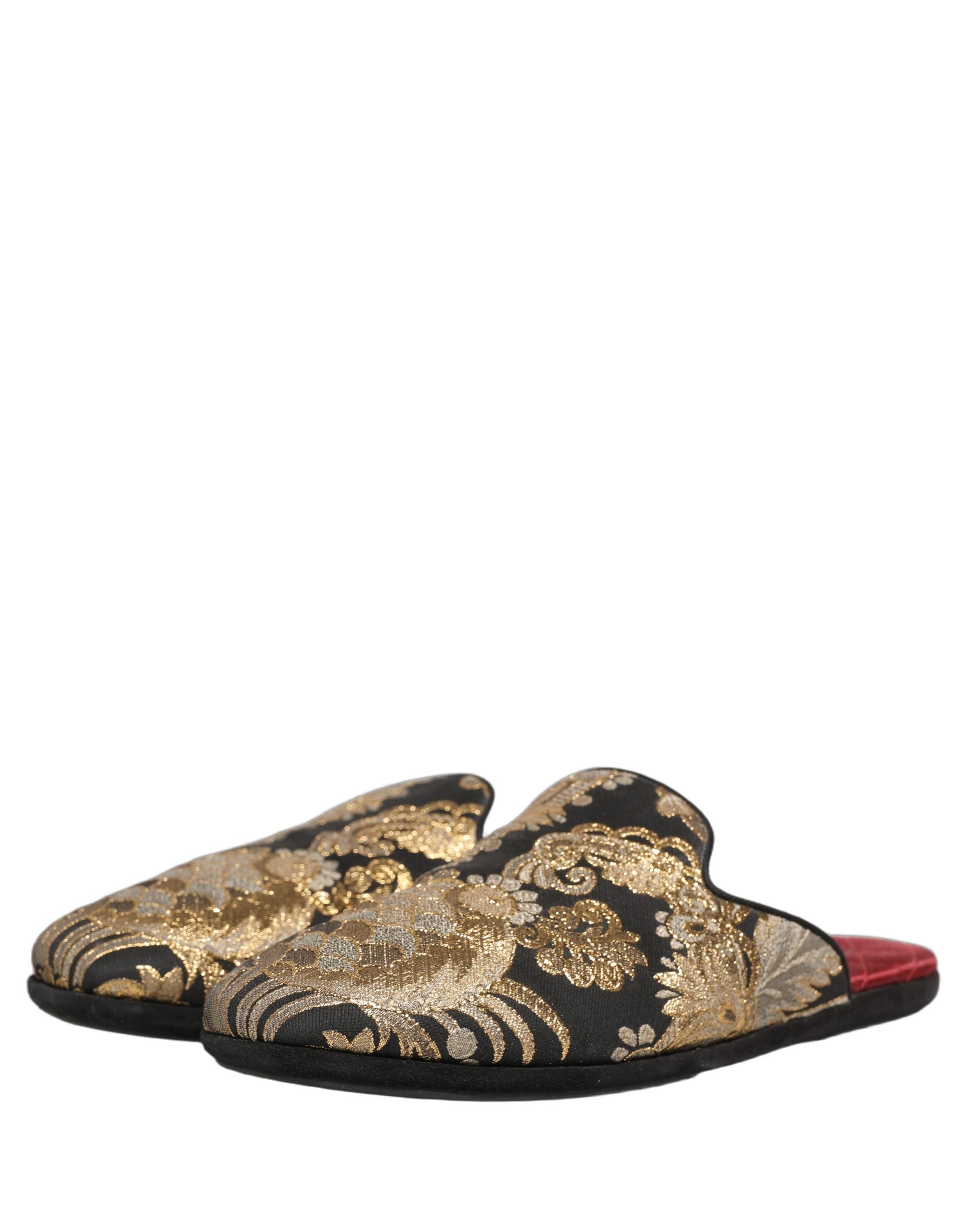 Dolce & Gabbana Schwarze Blumen-Jacquard-Sandalen für Herren