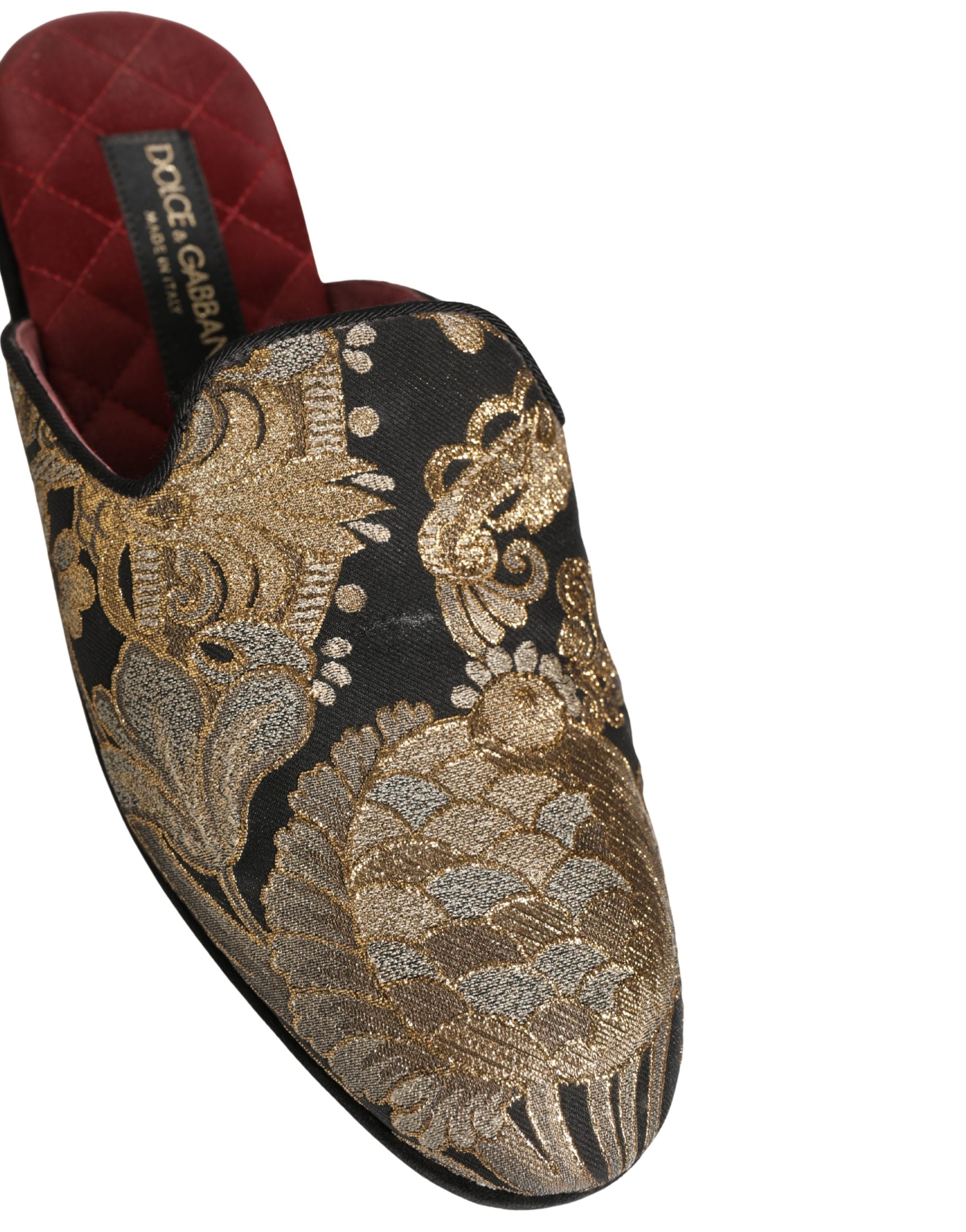 Dolce & Gabbana Schwarze Blumen-Jacquard-Sandalen für Herren